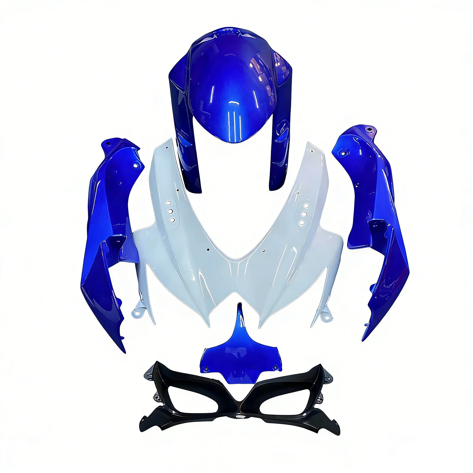 Amotopart 2008-2010 K8 GSXR 600/750 Suzuki Blue & White Style 1 Kit de carenagem