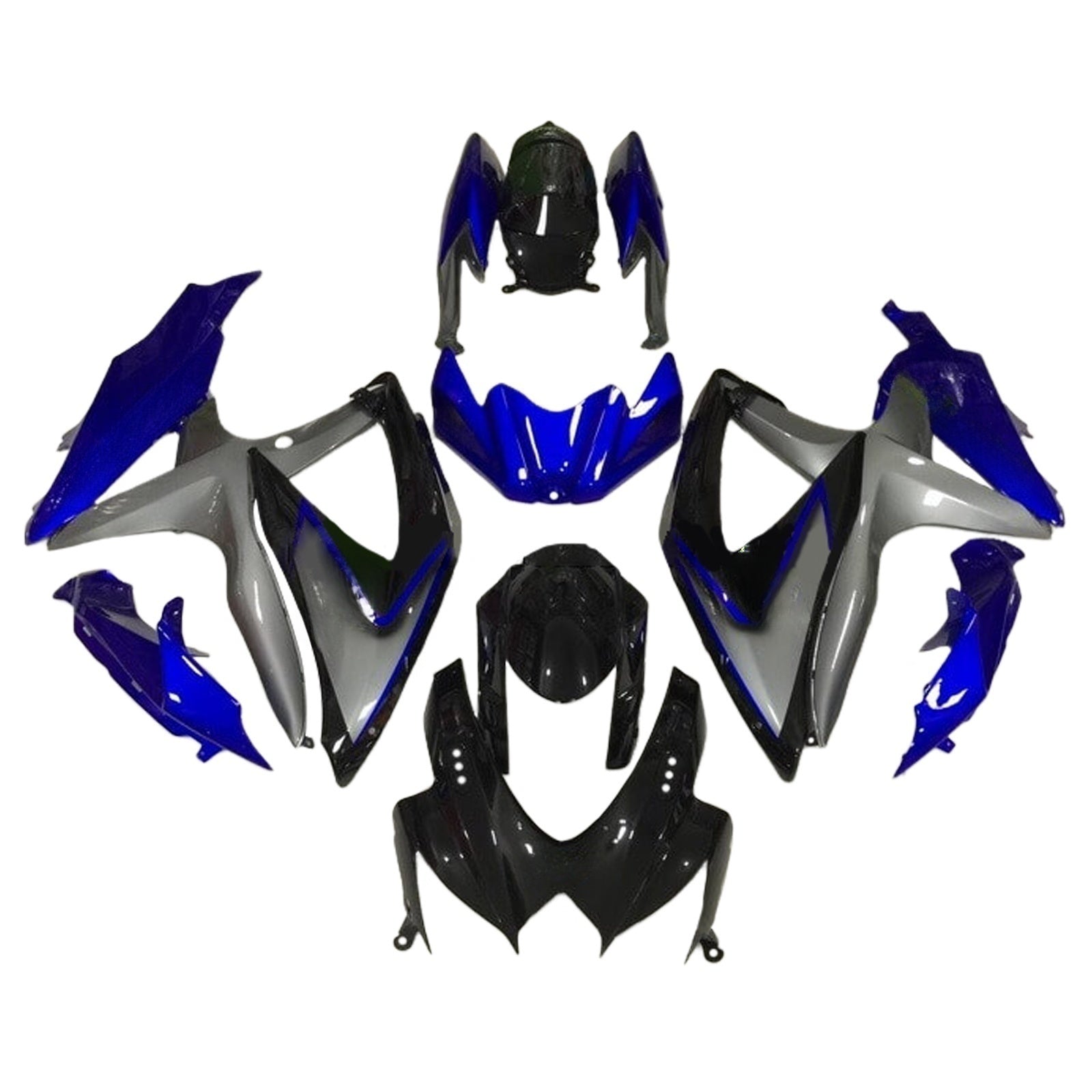 Amotopart 2008-2010 K8 GSXR 600/750 Suzuki Gray & Blue Fairing Kit