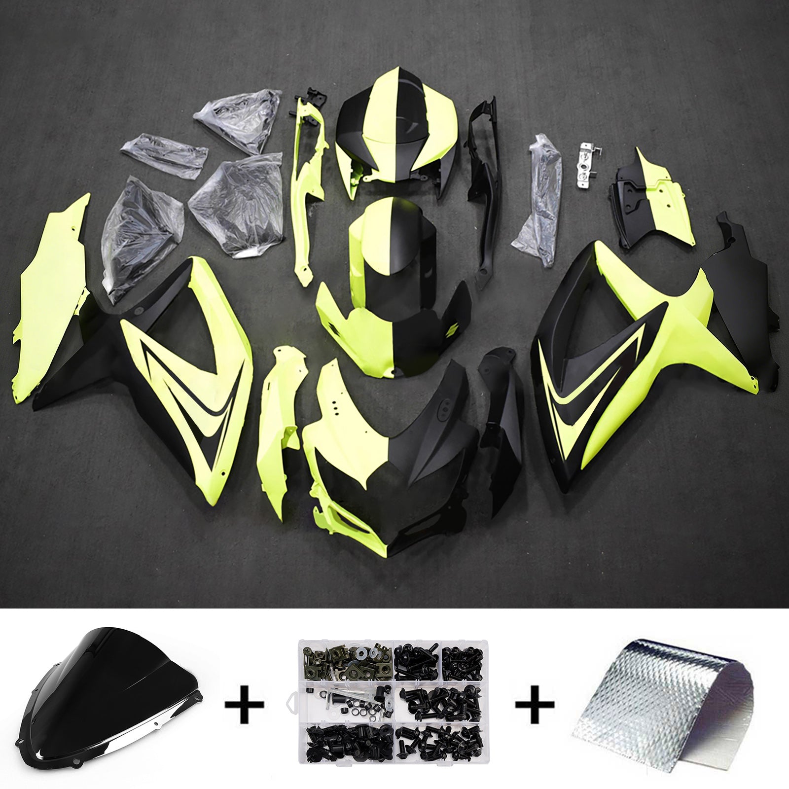 Amotopart 2008-2010 Suzuki GSXR 600/750 Black Green Kiting Kit