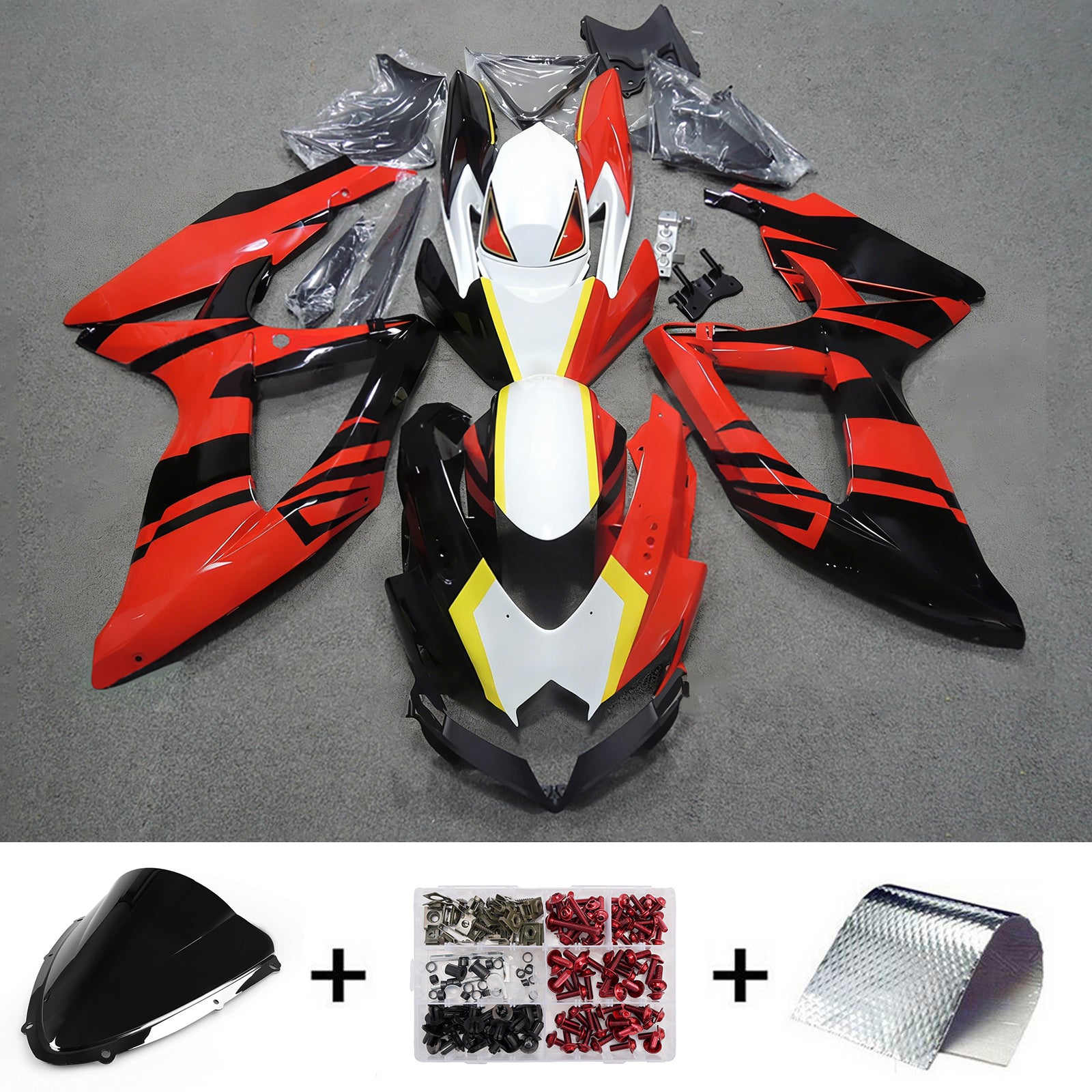 Amotopart 2008-2010 Suzuki GSXR 600/750 Red Black White Fairing Kit