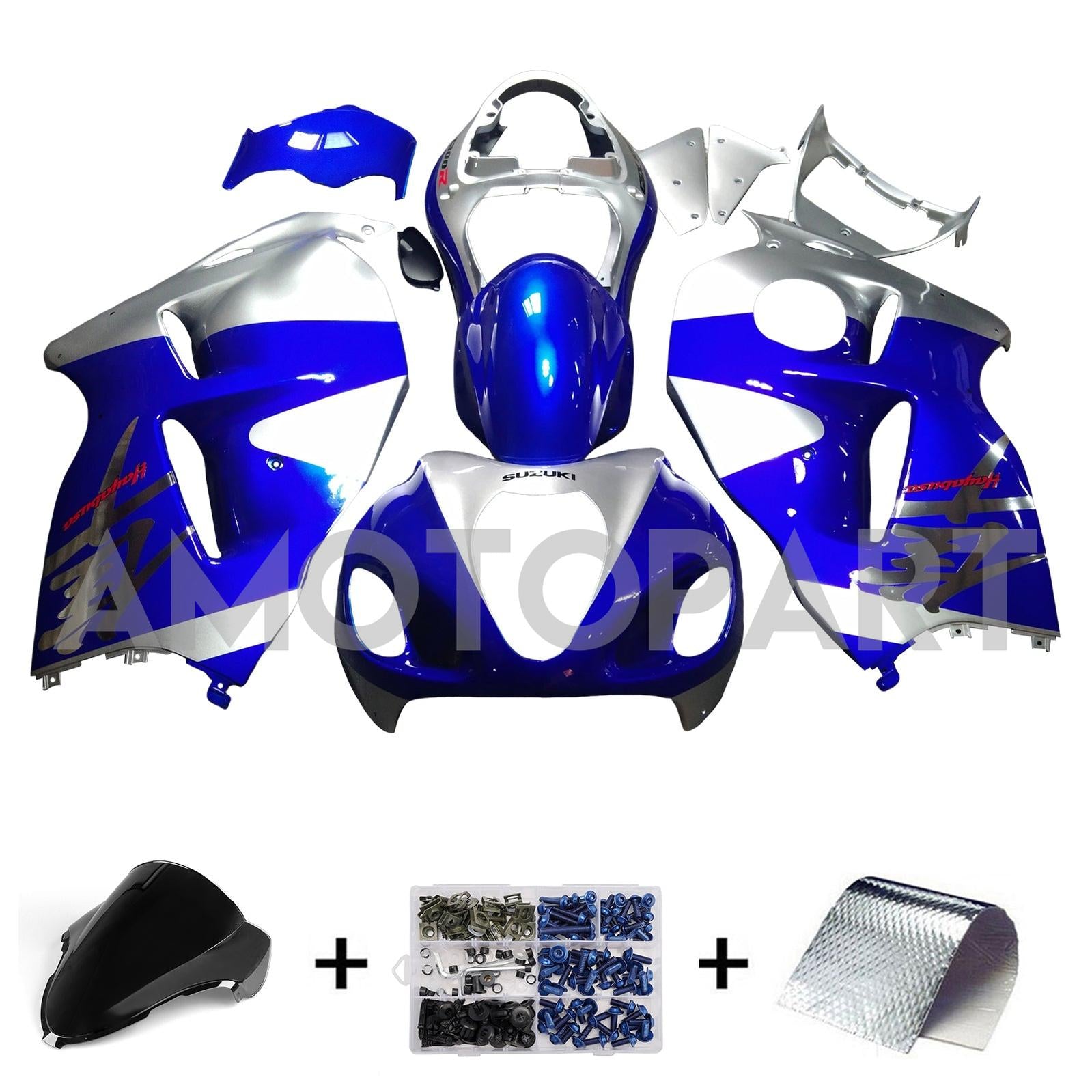 Amotopart Suzuki Hayabusa GSX1300R 1999-2007 Fairing Blue&Sliver Kit