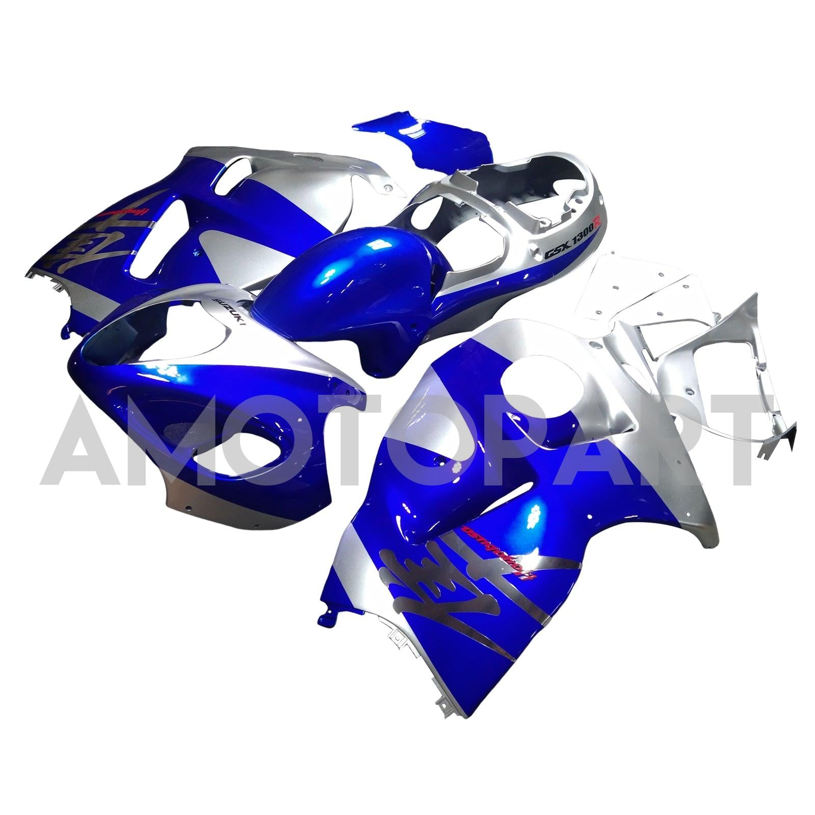 Amotopart Verkleidung Suzuki Hayabusa GSX1300R 1999–2007, Blau&Splitter-Kit