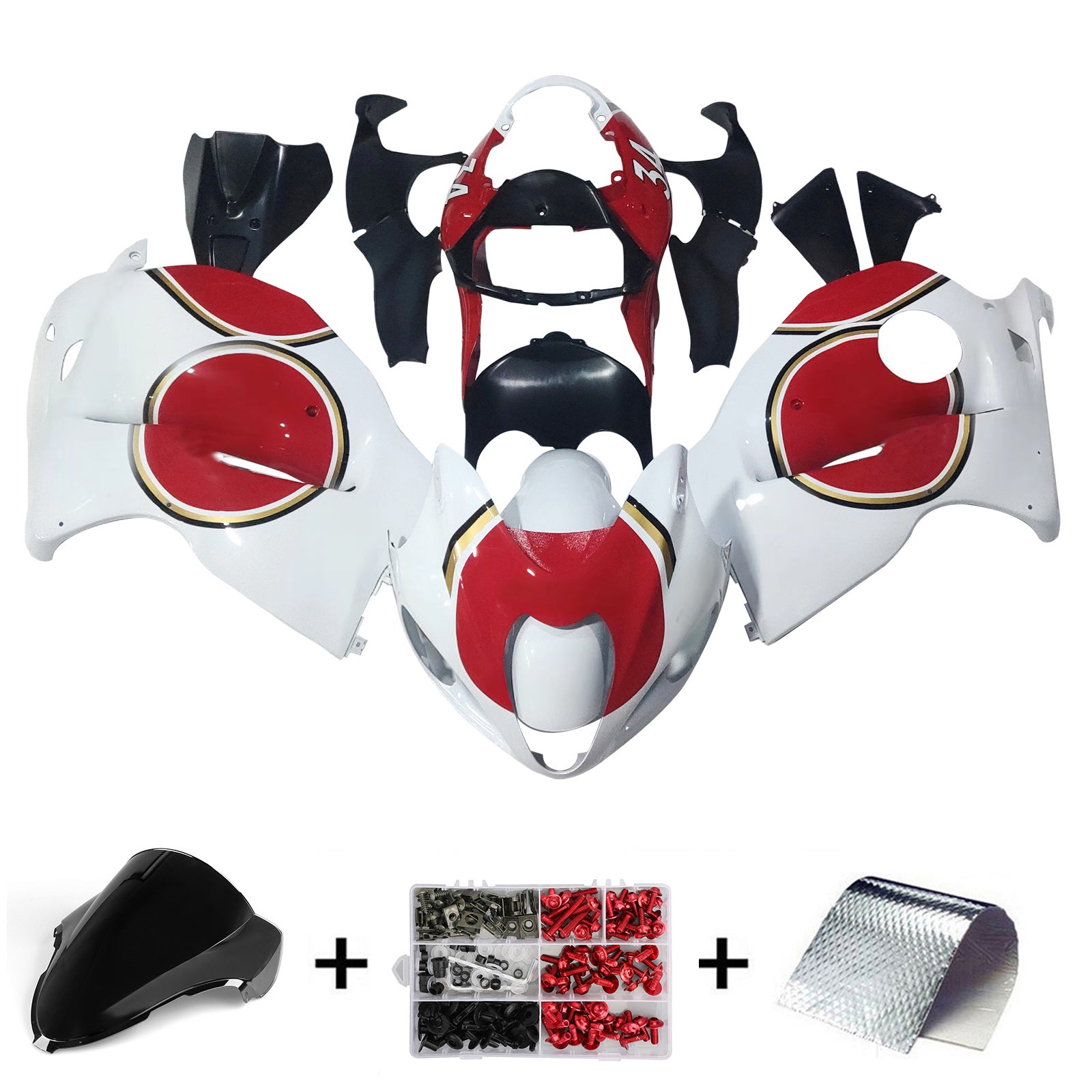 Carenado blanco Amotopart Suzuki Hayabusa GSX1300R 1999-2007&RKit de edición