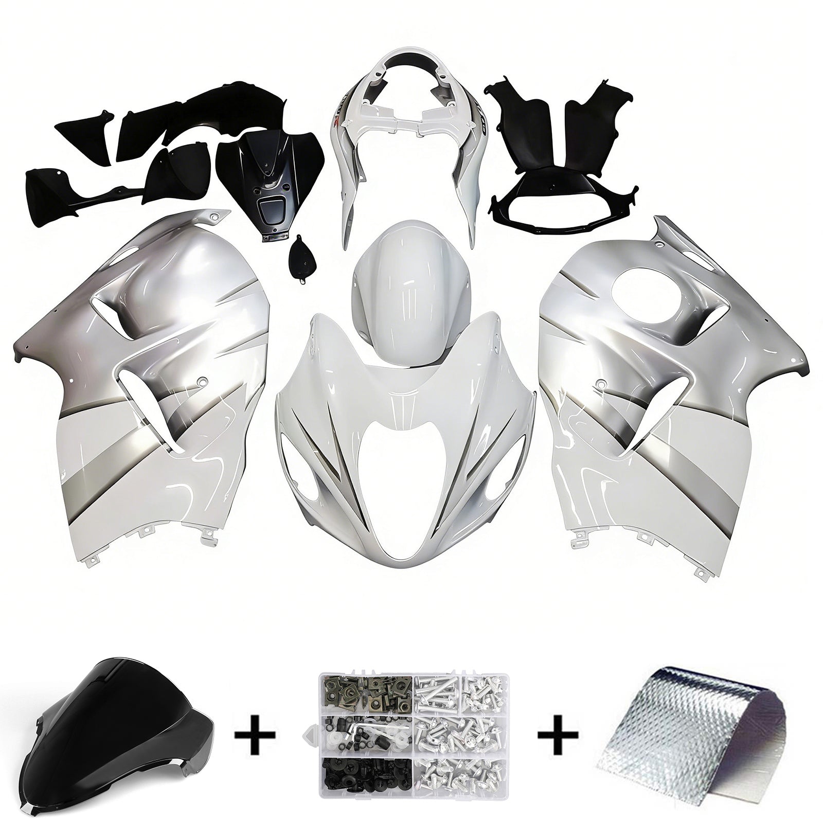 Amotopart Suzuki Hayabusa GSXR1300 1999-2007 Bílá souprava