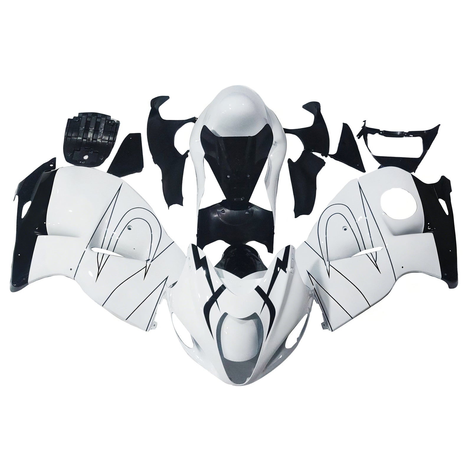 Amotopart 1999-2007 Suzuki GSX1300R Fairing White & Black Kit
