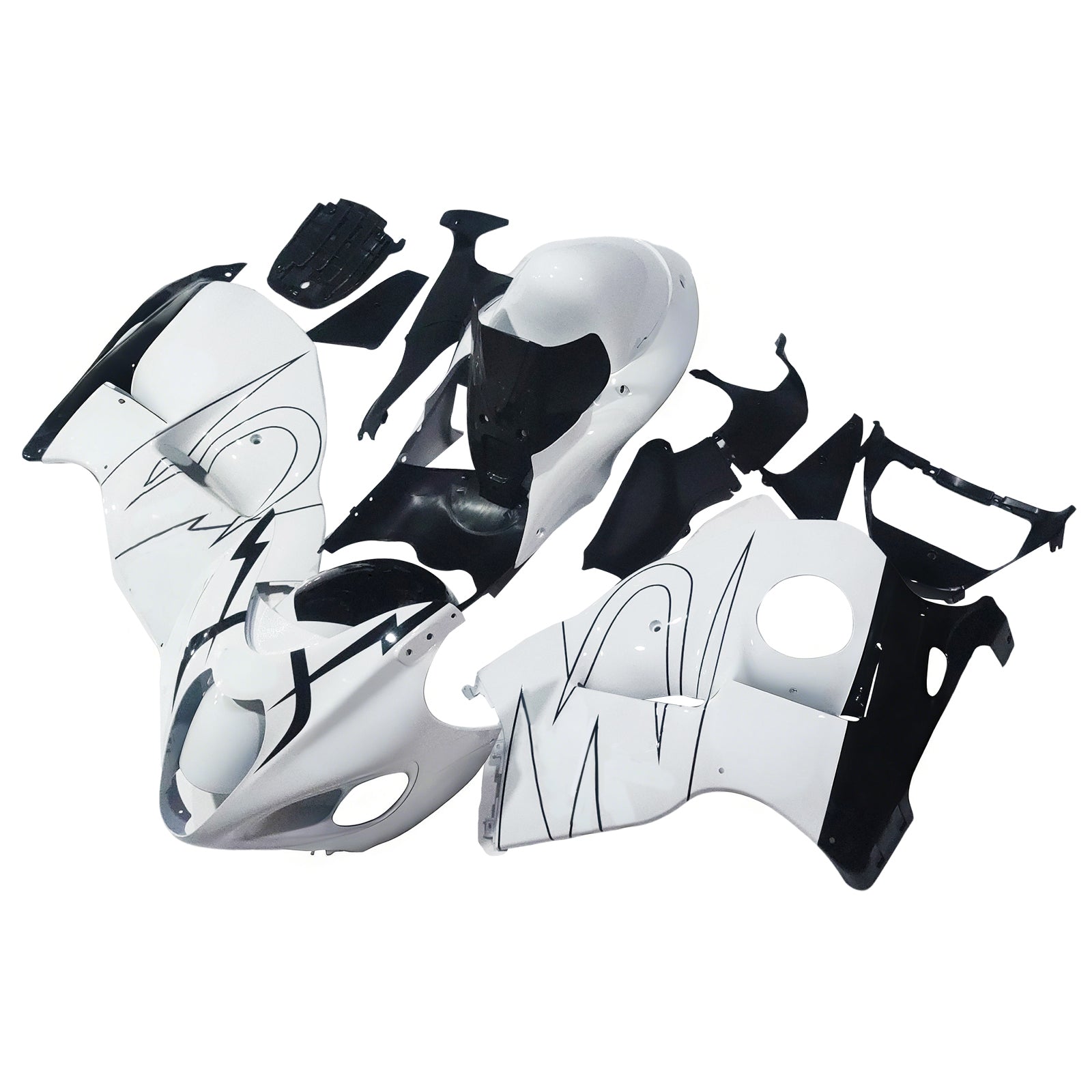 Amotopart 1999-2007 Suzuki GSX1300R Fairing White & Black Kit