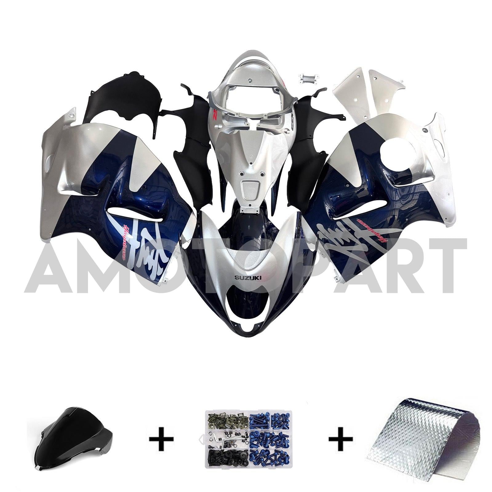 Amotopart 1999-2007 Suzuki GSX1300R Fairing G-Sliver&Blue Kit