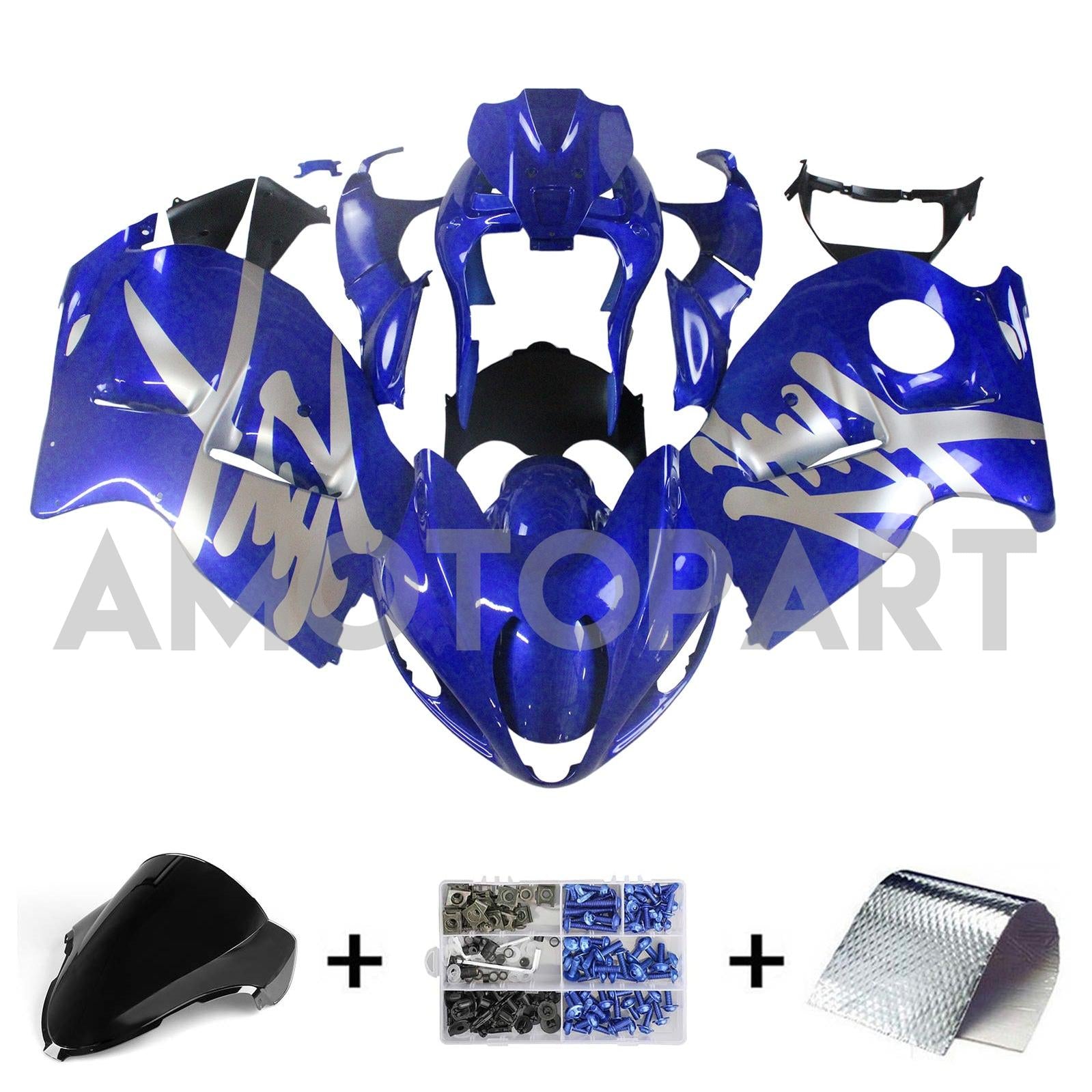 Amotopart 1999-2007 Suzuki Hayabusa GSX1300R Fairing Gloss Blue Kit