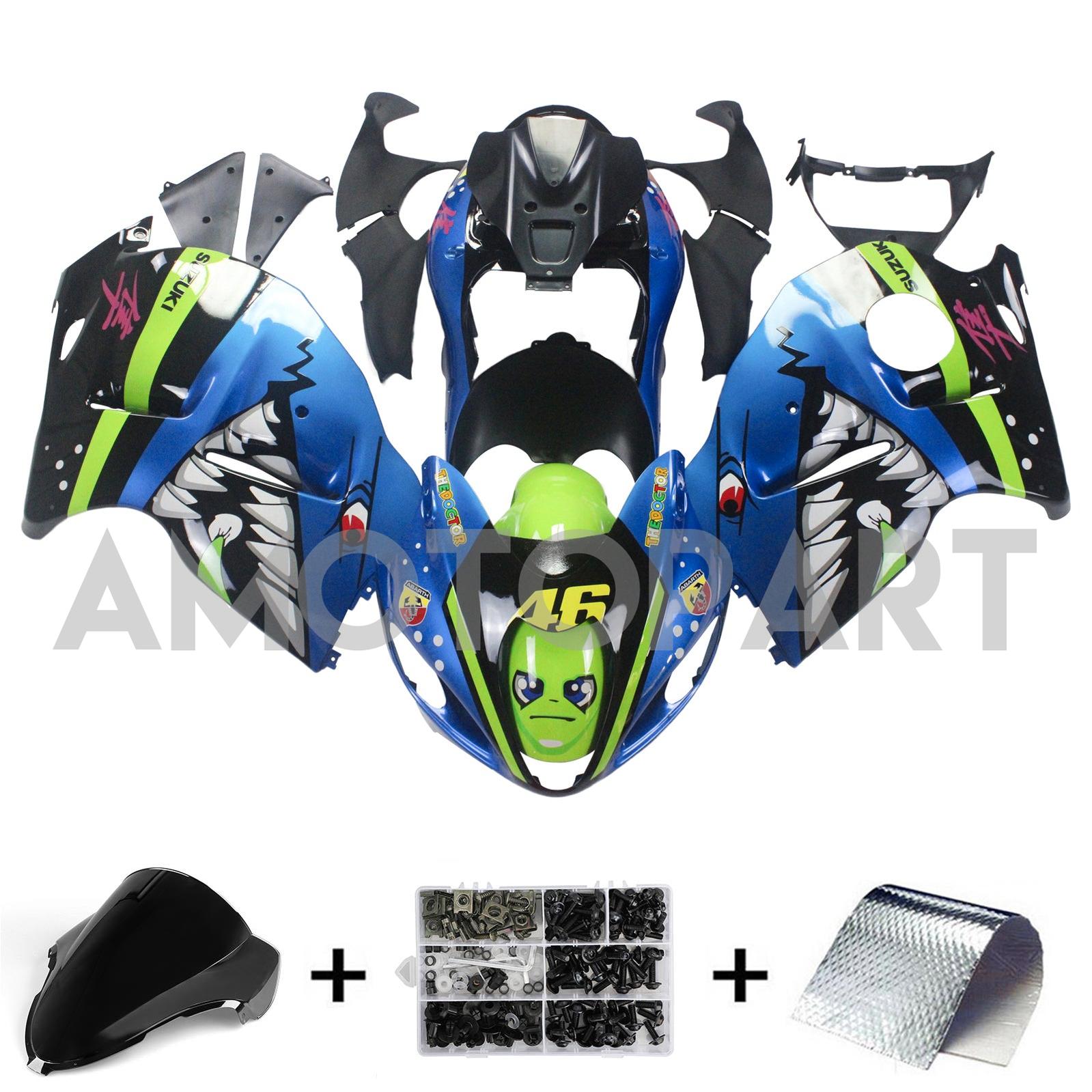 Amotopart 1999-2007 Suzuki Hayabusa GSX1300R Fairing Blue&Green Kit