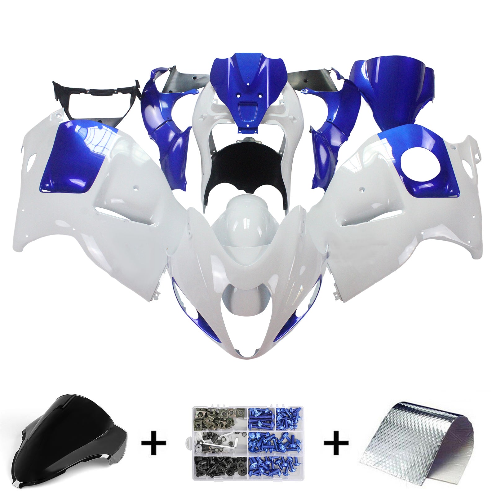 Amotopart 1999-2007 Suzuki Hayabusa GSX1300R FAIRING WHITE & BLUE KIT