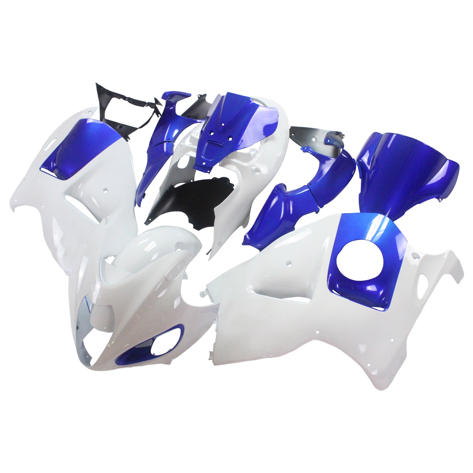 Amotopart Verkleidung für Suzuki Hayabusa GSX1300R (1999–2007), Weiß&Blaues Trikot