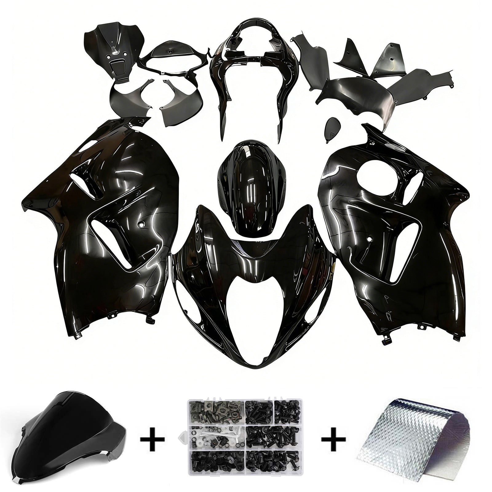 Amotopart 1999-2007 Suzuki Hayabusa GSX1300R Fairing Black Kit