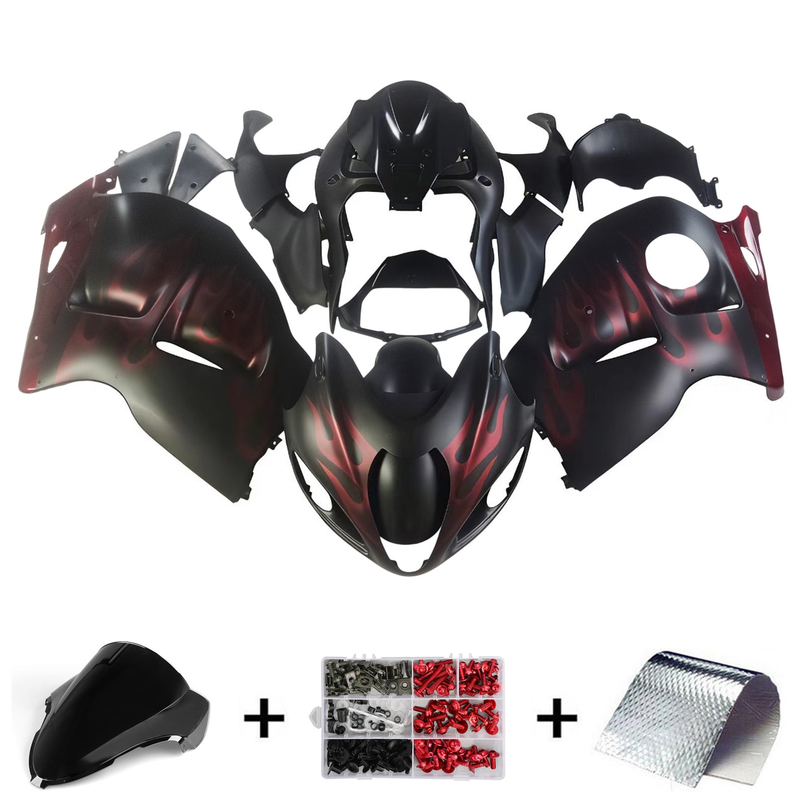 Amotopart 1999-2007 Suzuki GSX1300R Fairing Red&Black Kit