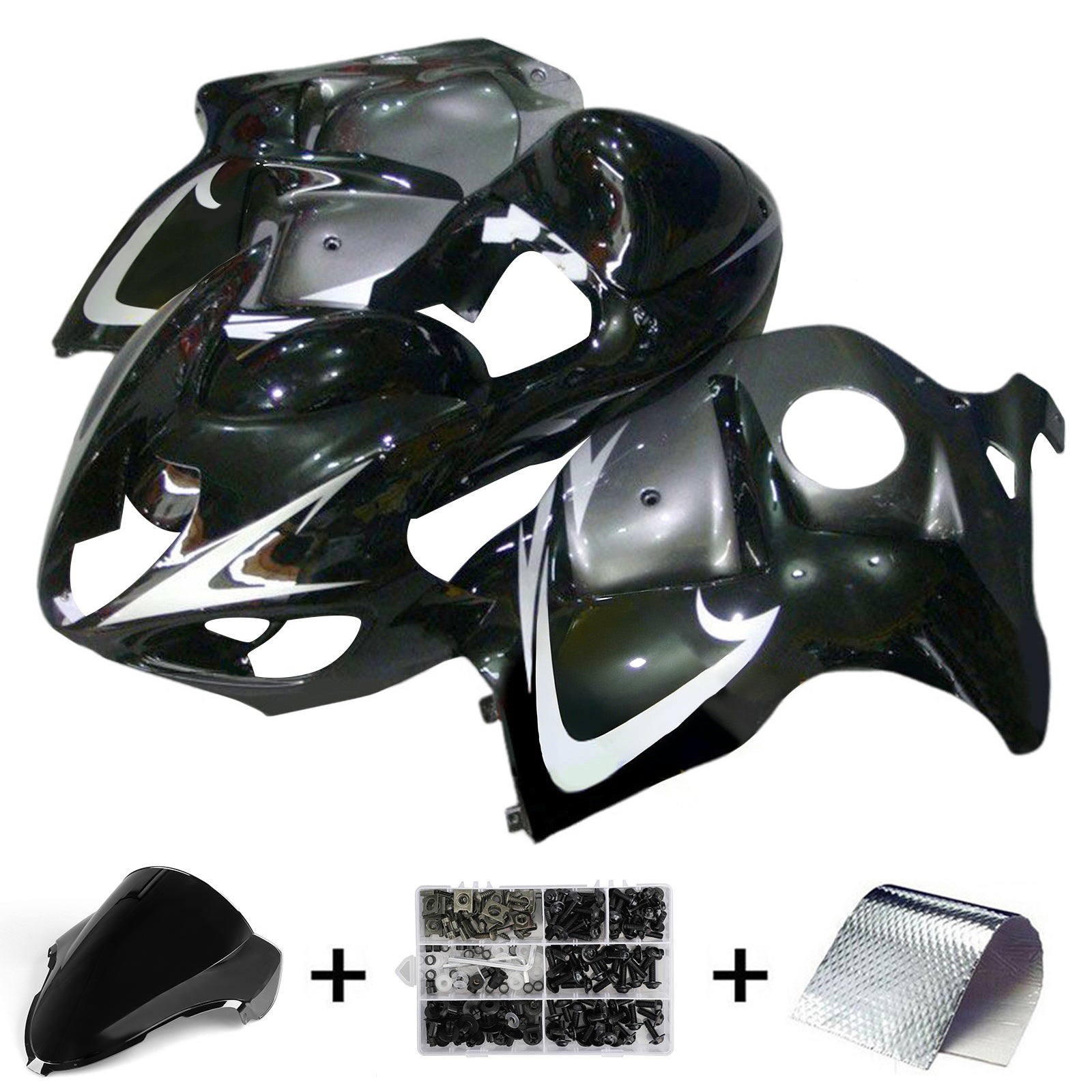 Amotopart 1999-2007 GSX1300R Hayabusa Suzuki Grey&Black Fairing Kit