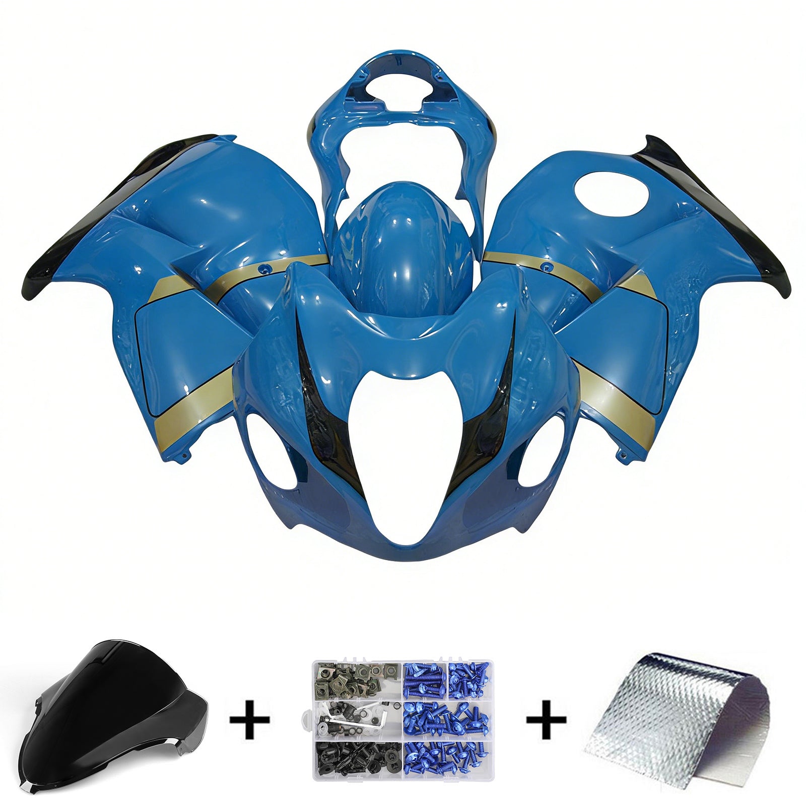 Amotopart 1999-2007 GSX1300R Hayabusa Suzuki Kit carenatura blu con accenti gialli
