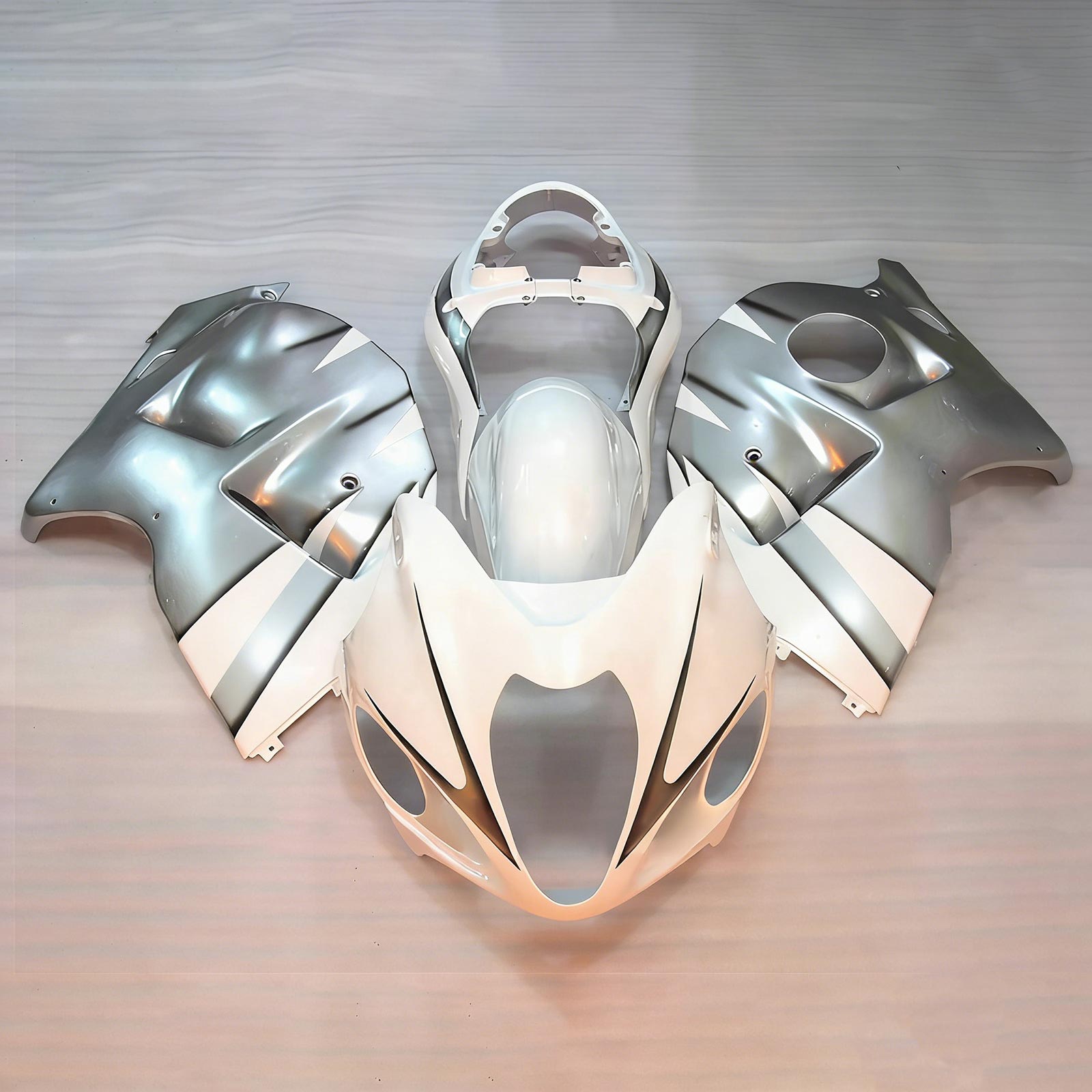 Amotopart 1999-2007 Suzuki Hayabusa GSX1300R White Silver Black Fairing Kit