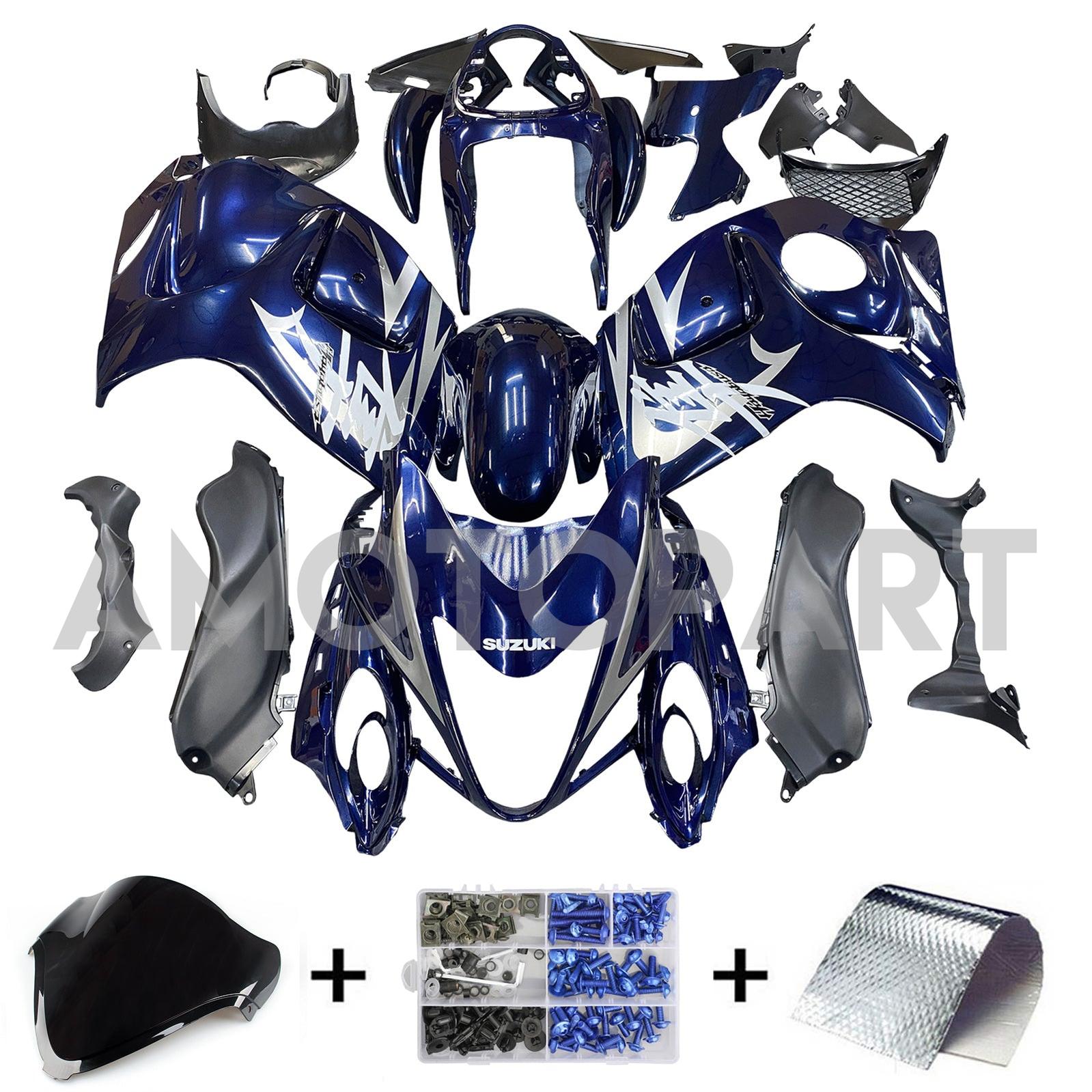 Amotopart 2008-2020 Suzuki Hayabusa GSX1300R Gloss Dark Blue Fairing Kit