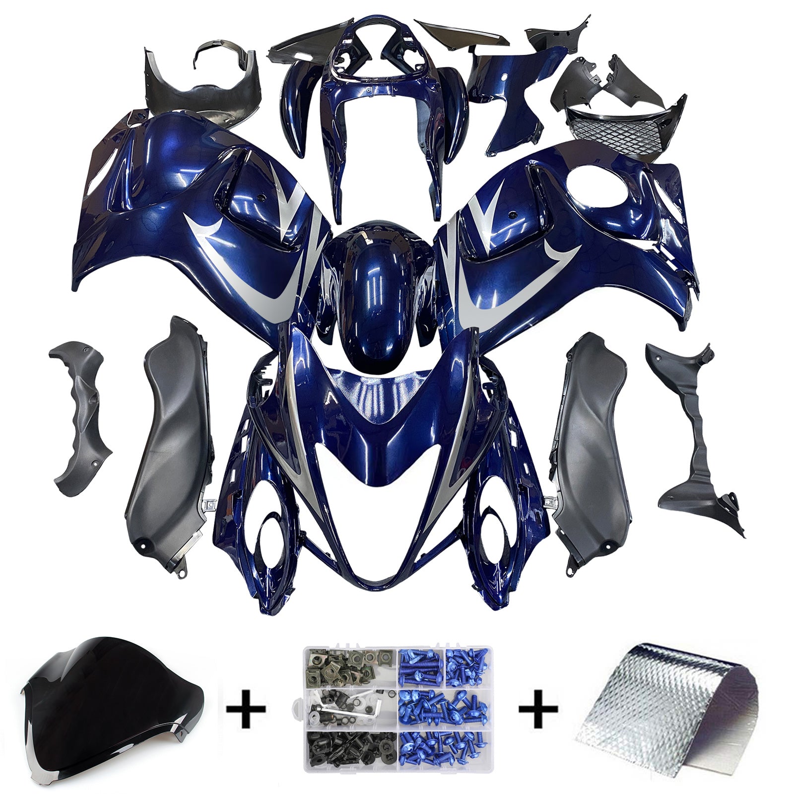 Amotopart 2008-2020 Suzuki Hayabusa GSX1300R Gloss Dark Blue Fairing Kit