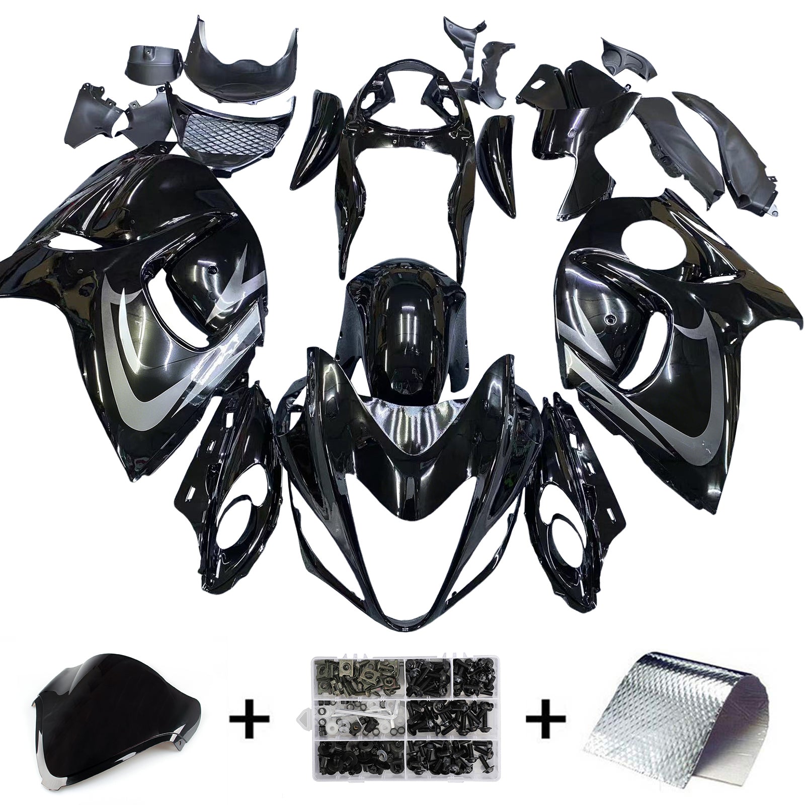 Amotopart 2008-2020 Suzuki Hayabusa GSX1300R Gloss Black Fairing Kit