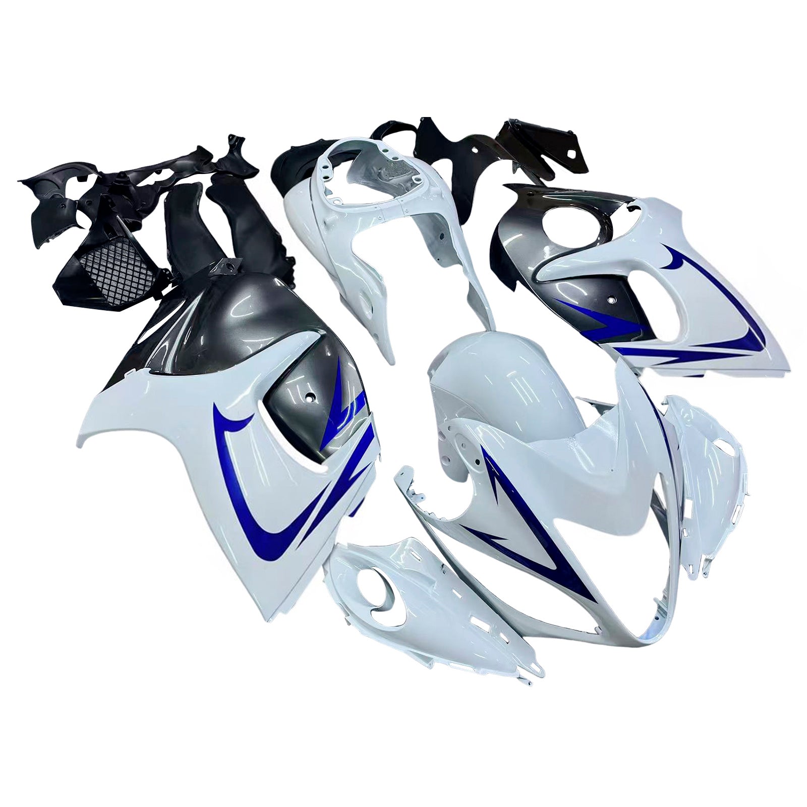 Amotopart 2008-2020 Suzuki Hayabusa GSX1300R Weiß&Grauer Verkleidungssatz