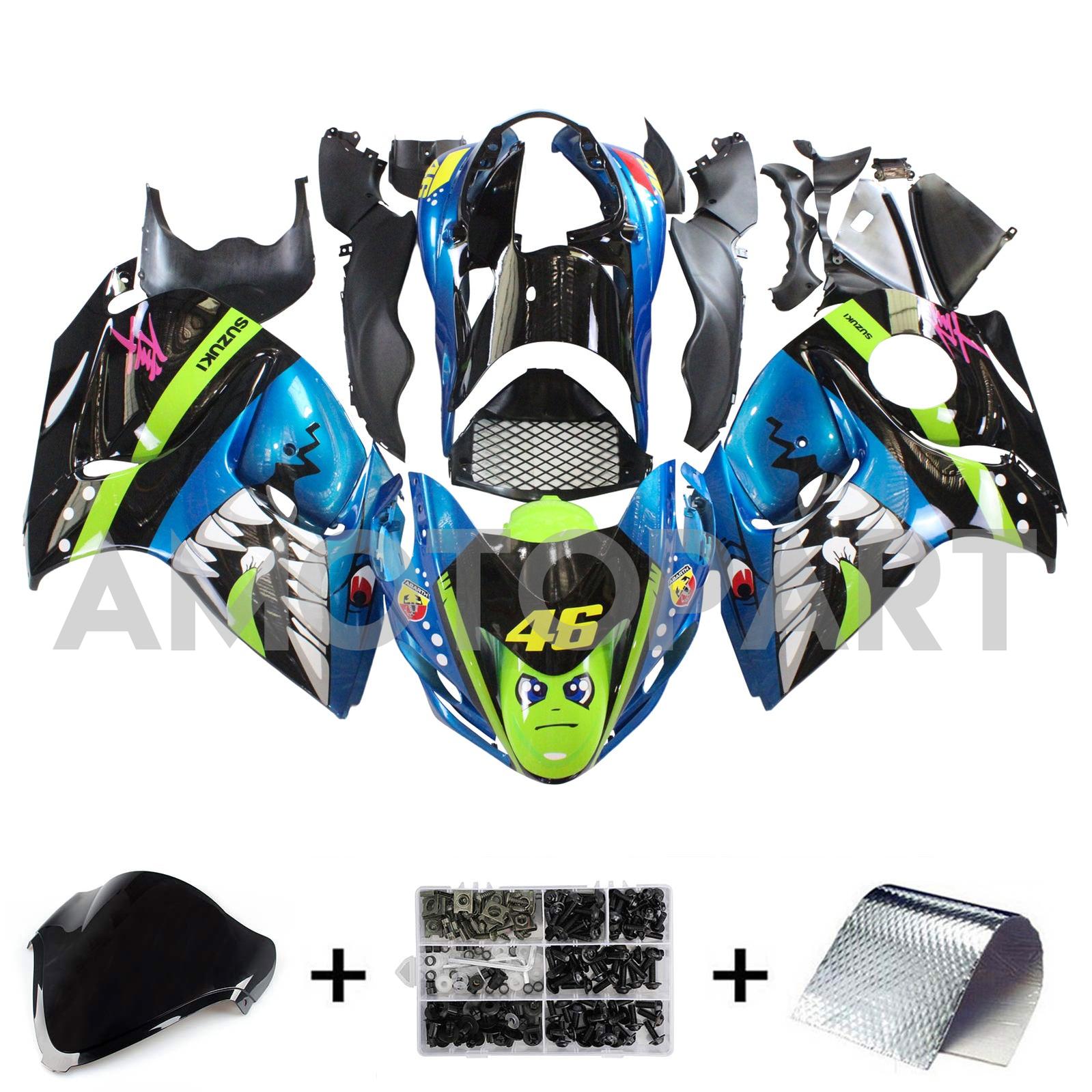 Amotopart 2008-2020 Suzuki Hayabusa GSX1300R Fairing Blue&Green Kit