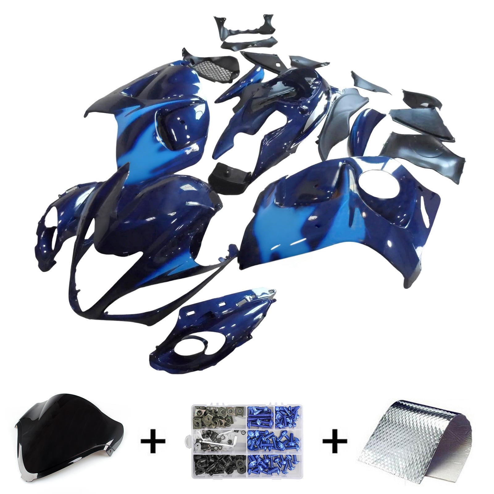 Amotopart 2008-2020 GSX1300R Hayabusa Suzuki Light&Dark Blue Fairing Kit
