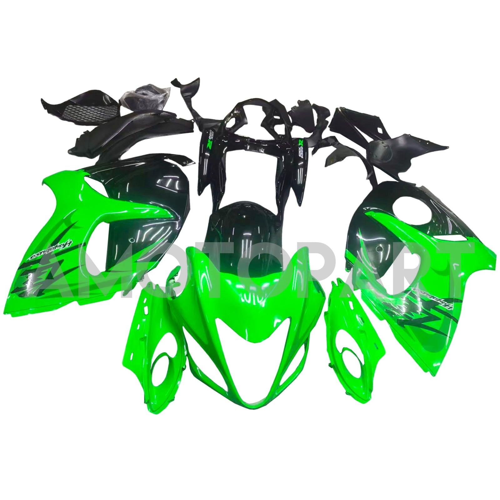 Amotopart 2008-2020 GSX1300R Hayabusa Suzuki Green&Black Fairing Kit