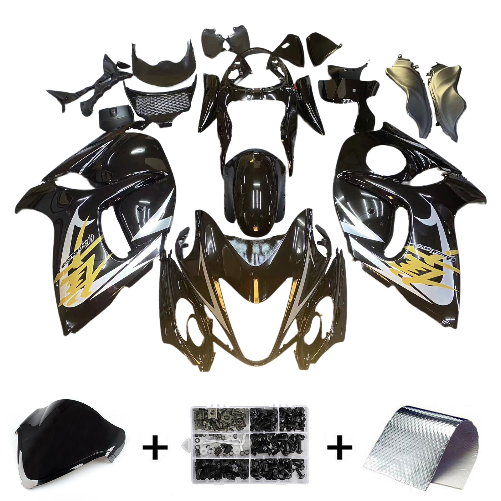 Amotopart 2008-2020 GSX1300R Hayabusa Suzuki zwart witte kuipset