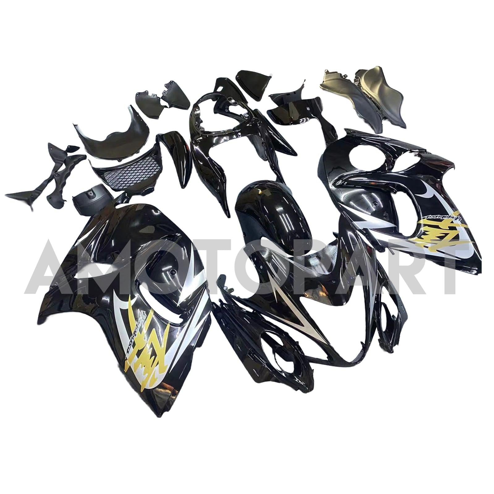 Amotopart 2008-2020 GSX1300R Hayabusa Suzuki Schwarz mit Gold Logo Abzugskit