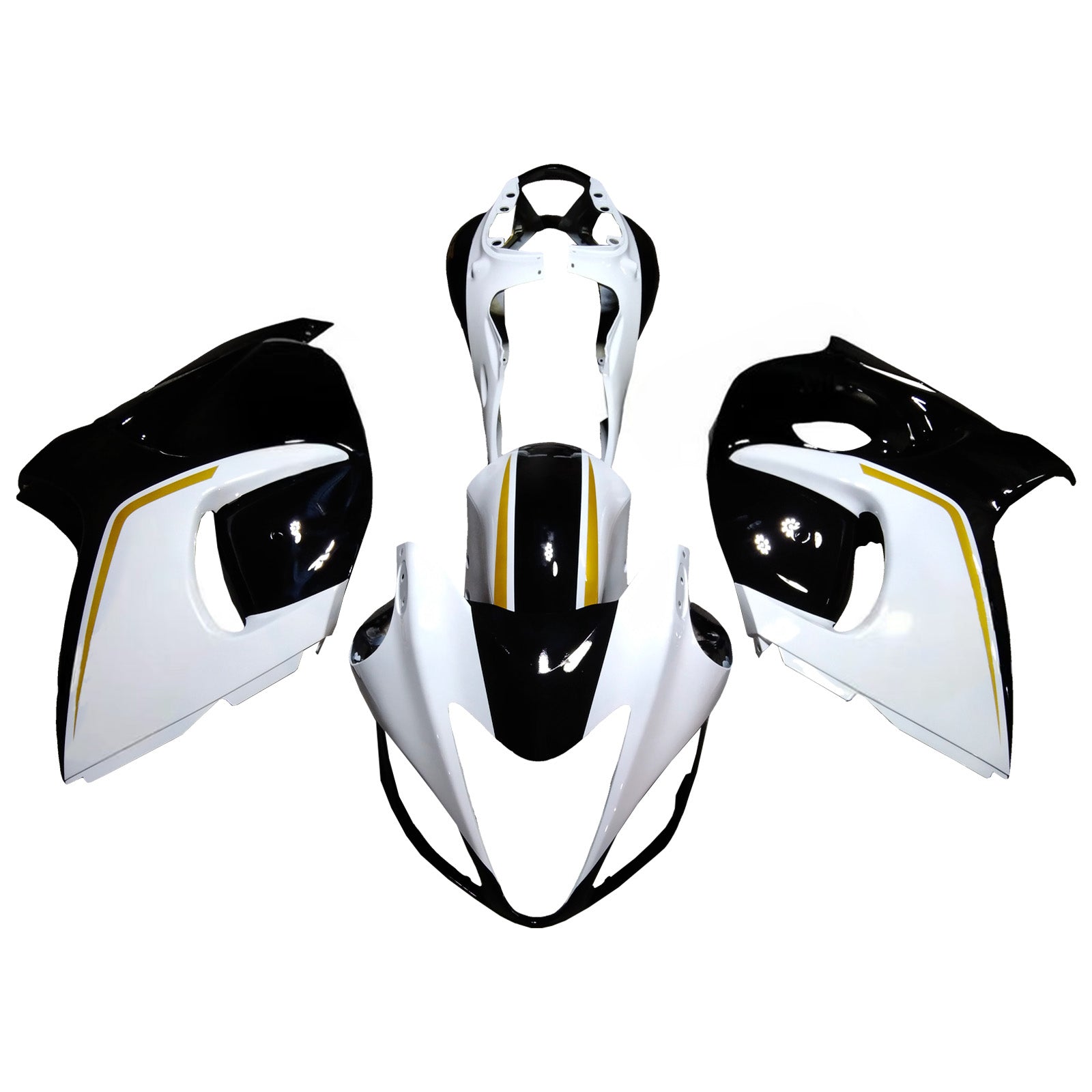 Amotopart 2008–2020 GSX1300R Hayabusa Suzuki weißes Verkleidungsset