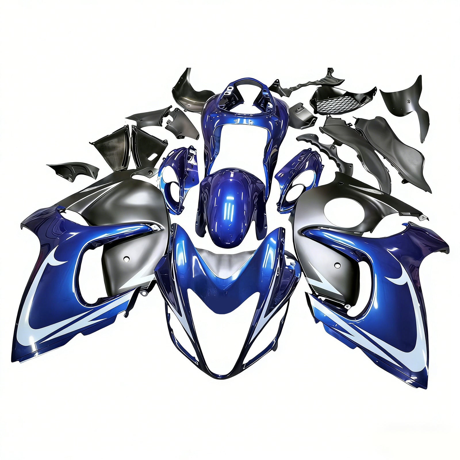 Amotopart 2008-2020 GSX1300R HAYABUSA SUZUKI Bleu foncé avec un carénage de logo or