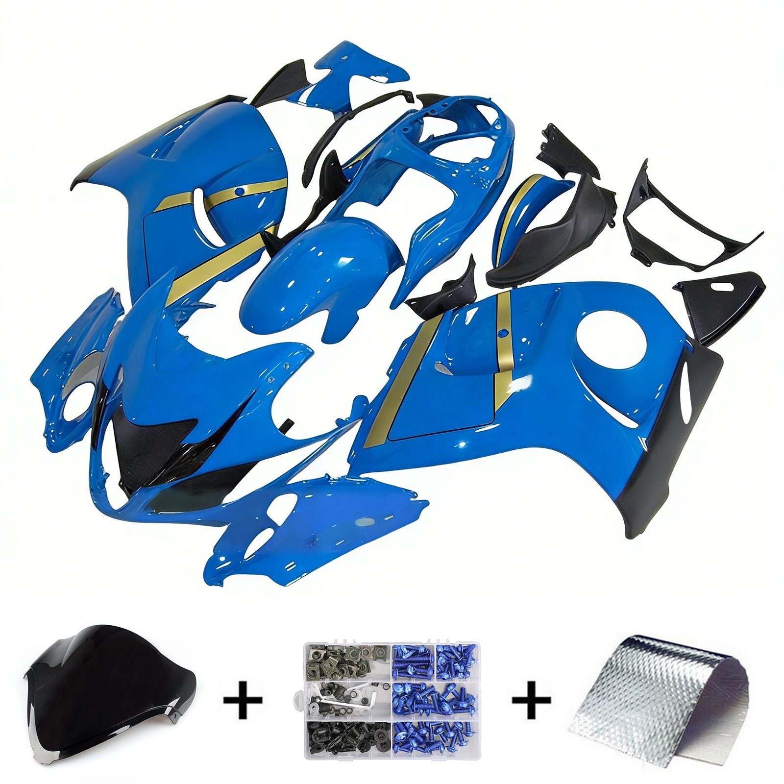 Amotopart 2008-2020 GSX1300R Hayabusa Suzuki Kit carena con accenti blu e gialli
