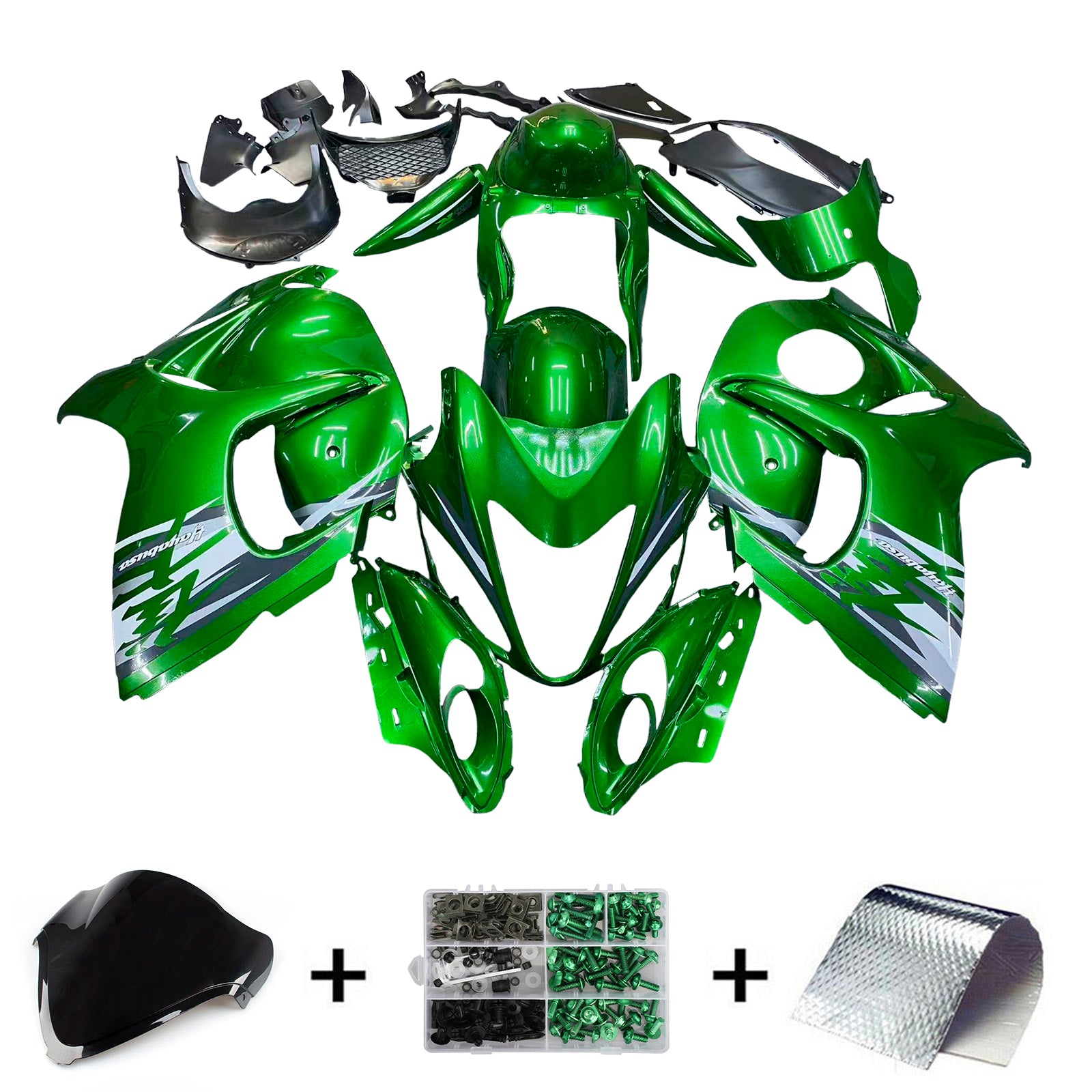 Amotopart 2008-2020 GSX1300R Hayabusa Suzuki Dark Green Fairing Kit