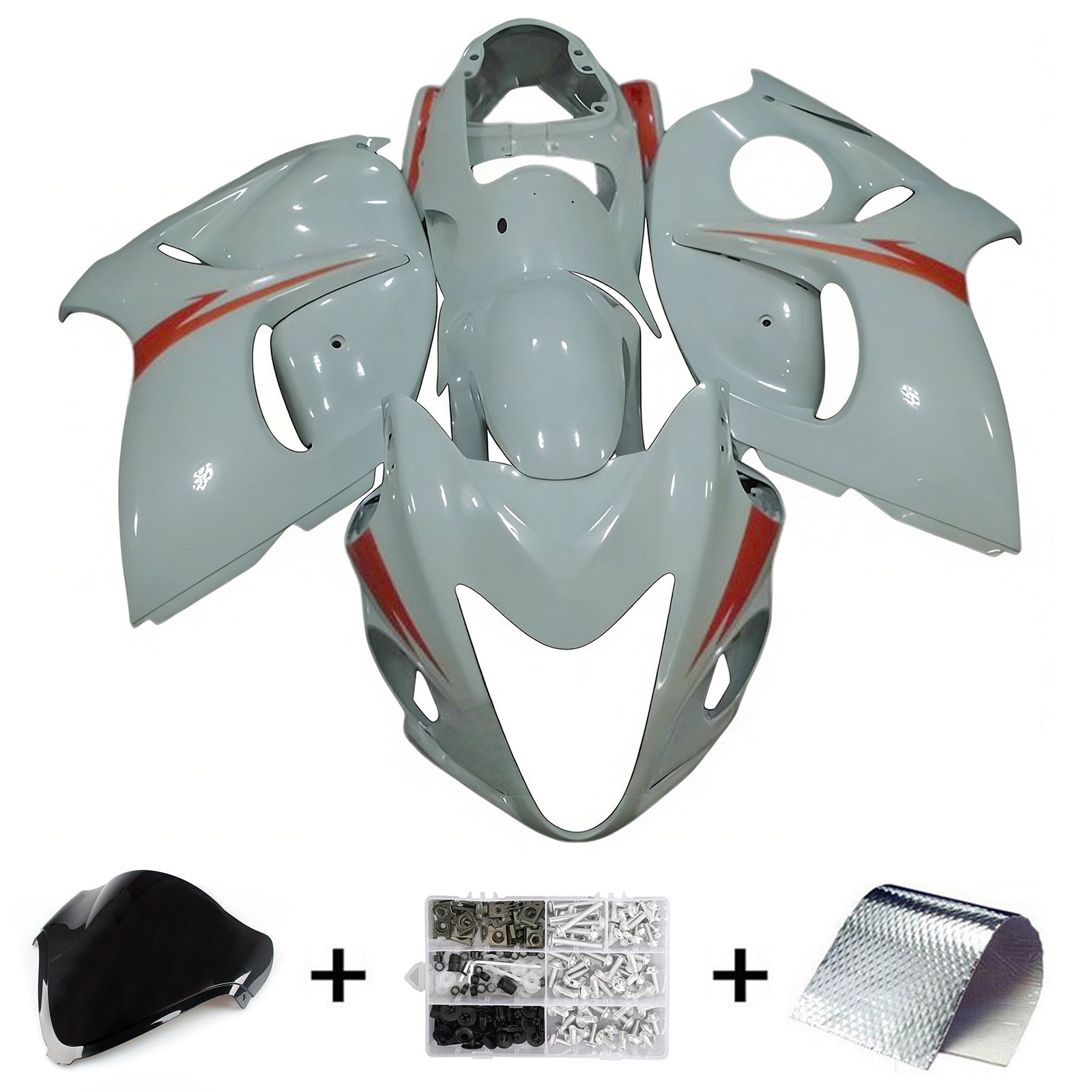 Amotopart 2008-2020 GSX1300R Hayabusa Suzuki Kit carena bianco e arancione