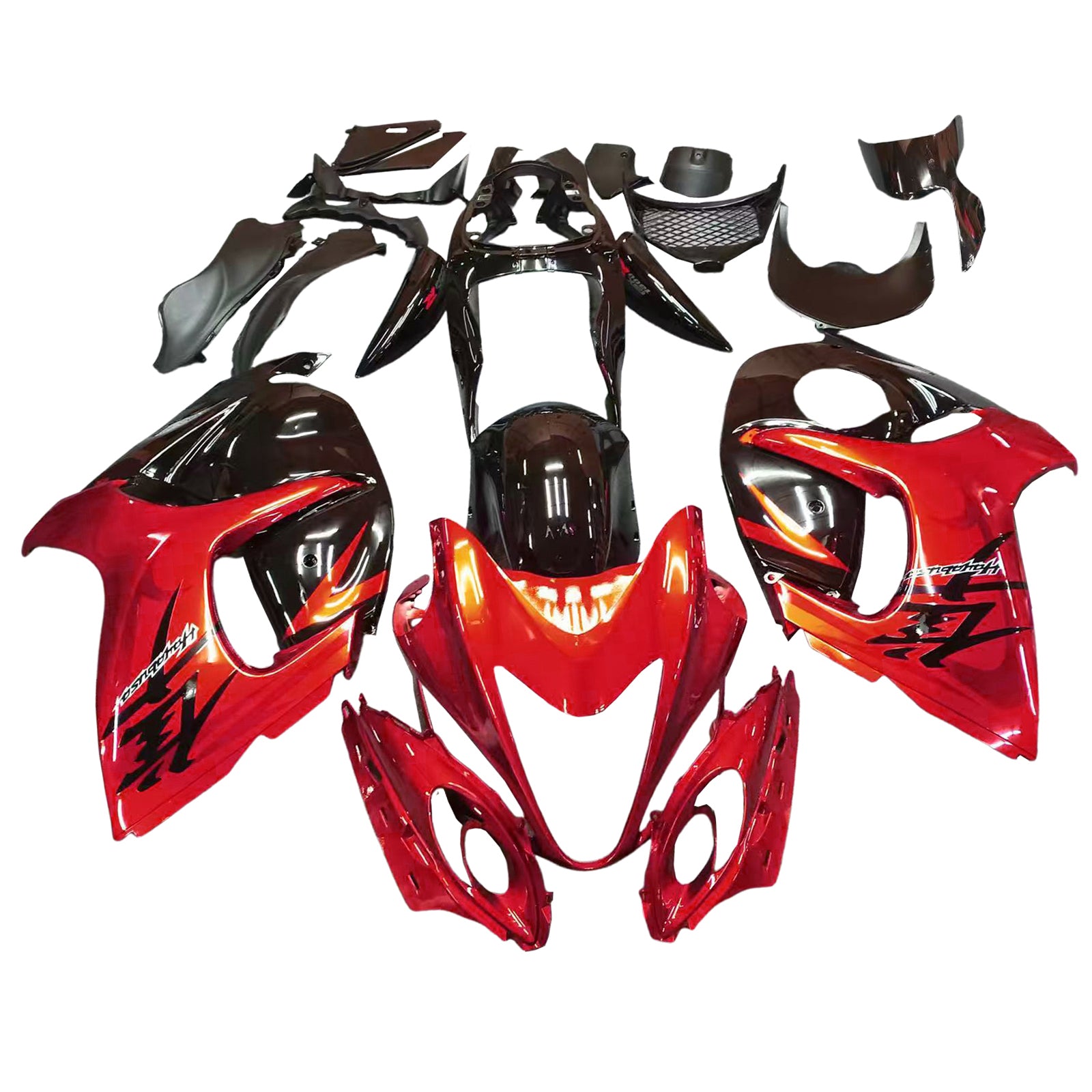 Amotopart 2008-2020 GSX1300R Hayabusa Suzuki Glänzend Rot&Schwarzes Verkleidungsset