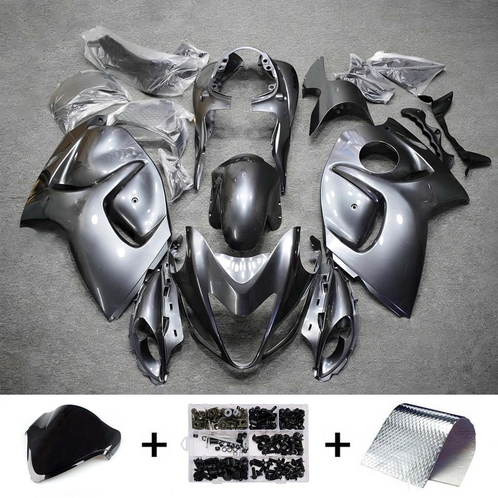 Amotopart 2008-2020 Suzuki Hayabusa GSX1300R Gray Fairing Kit