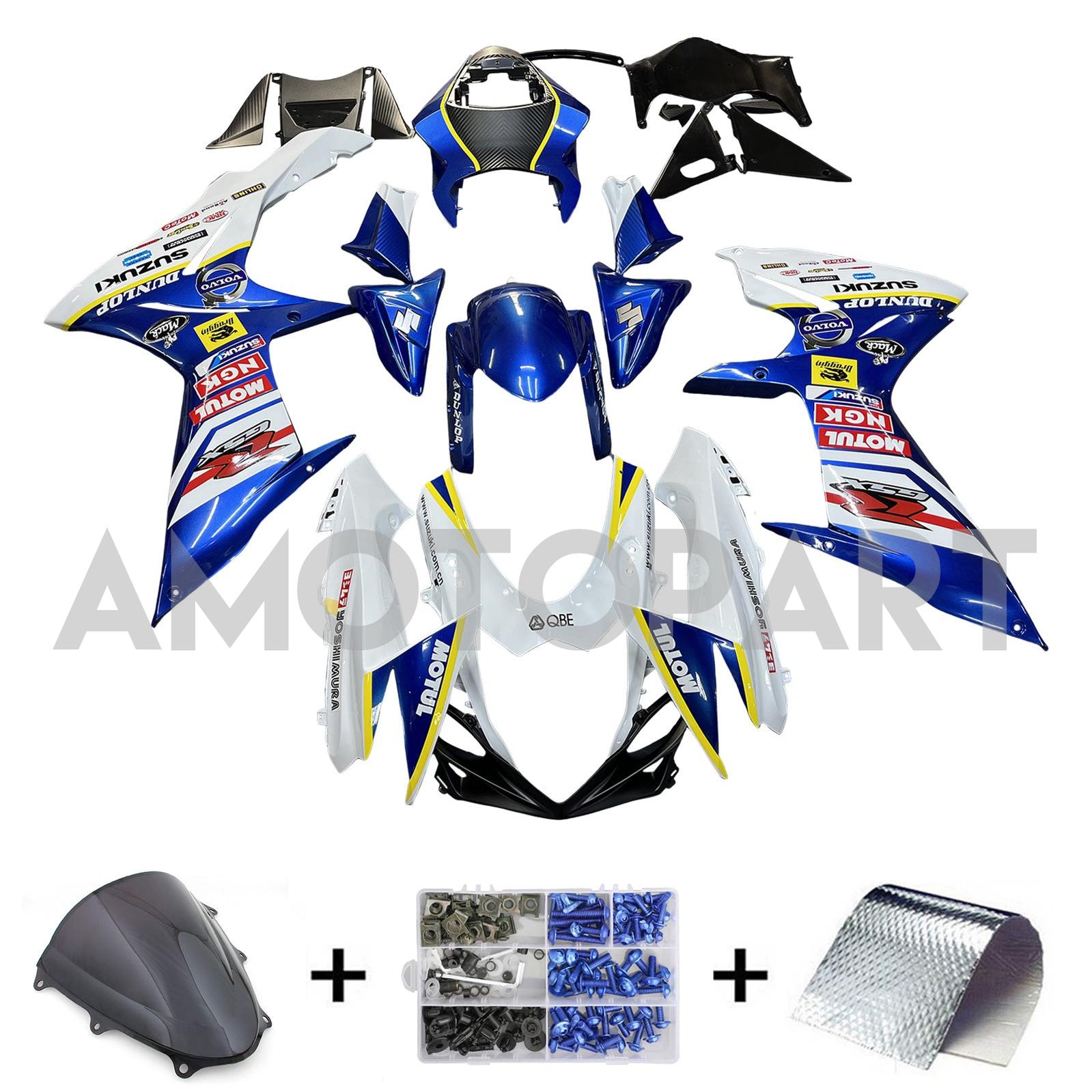 Amotopart 2011-2025 GSXR 600/750 Suzuki Blau&Weiß mit Logo-Verkleidungssatz