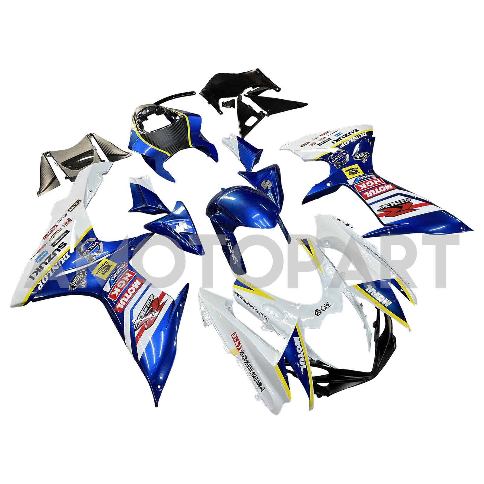 Amotopart 2011-2025 GSXR 600/750 Suzuki Blue&White with Logo Fairing Kit