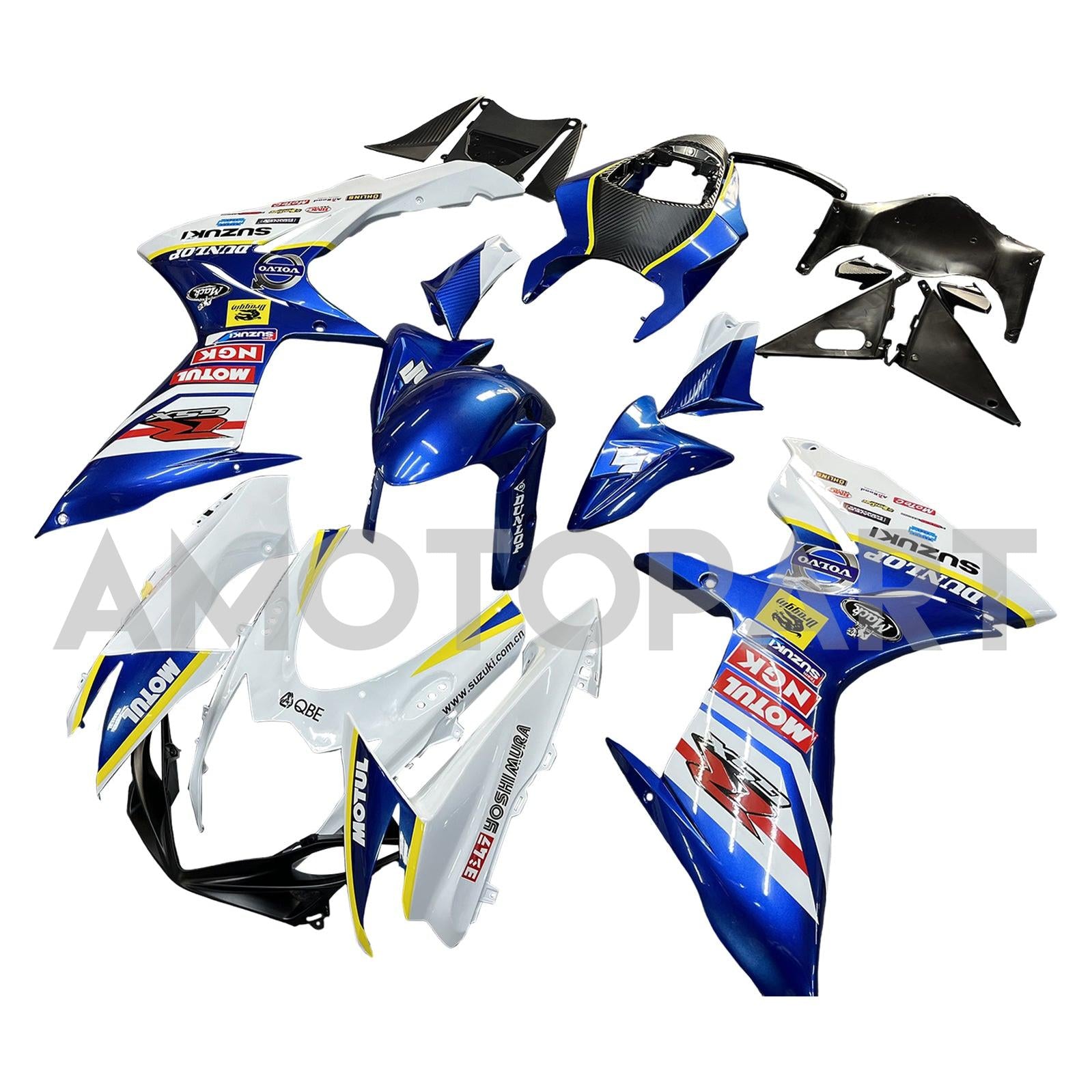 Amotopart 2011-2025 GSXR 600/750 Suzuki Blue&White with Logo Fairing Kit