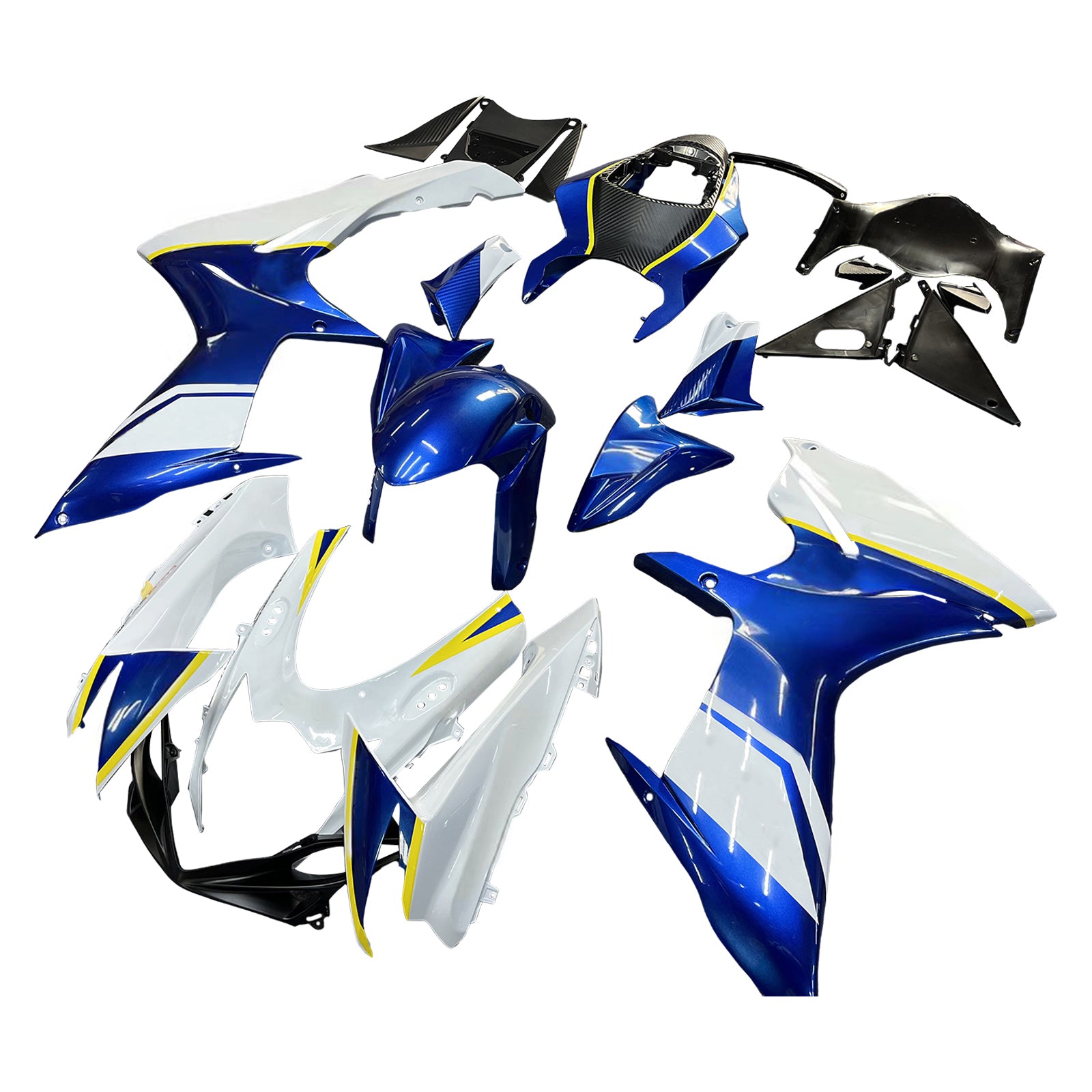 Amotopart 2011-2025 GSXR 600/750 Suzuki Blue&White Fairing Kit