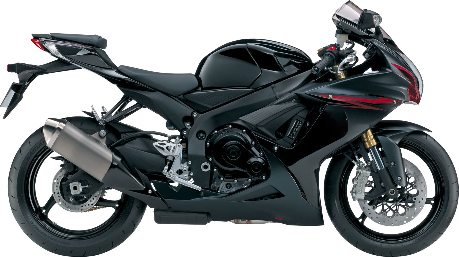 Amotopart 2011-2025 GSXR 600/750 Suzuki Matt & Gloss Black med røde accenter Fairing Kit