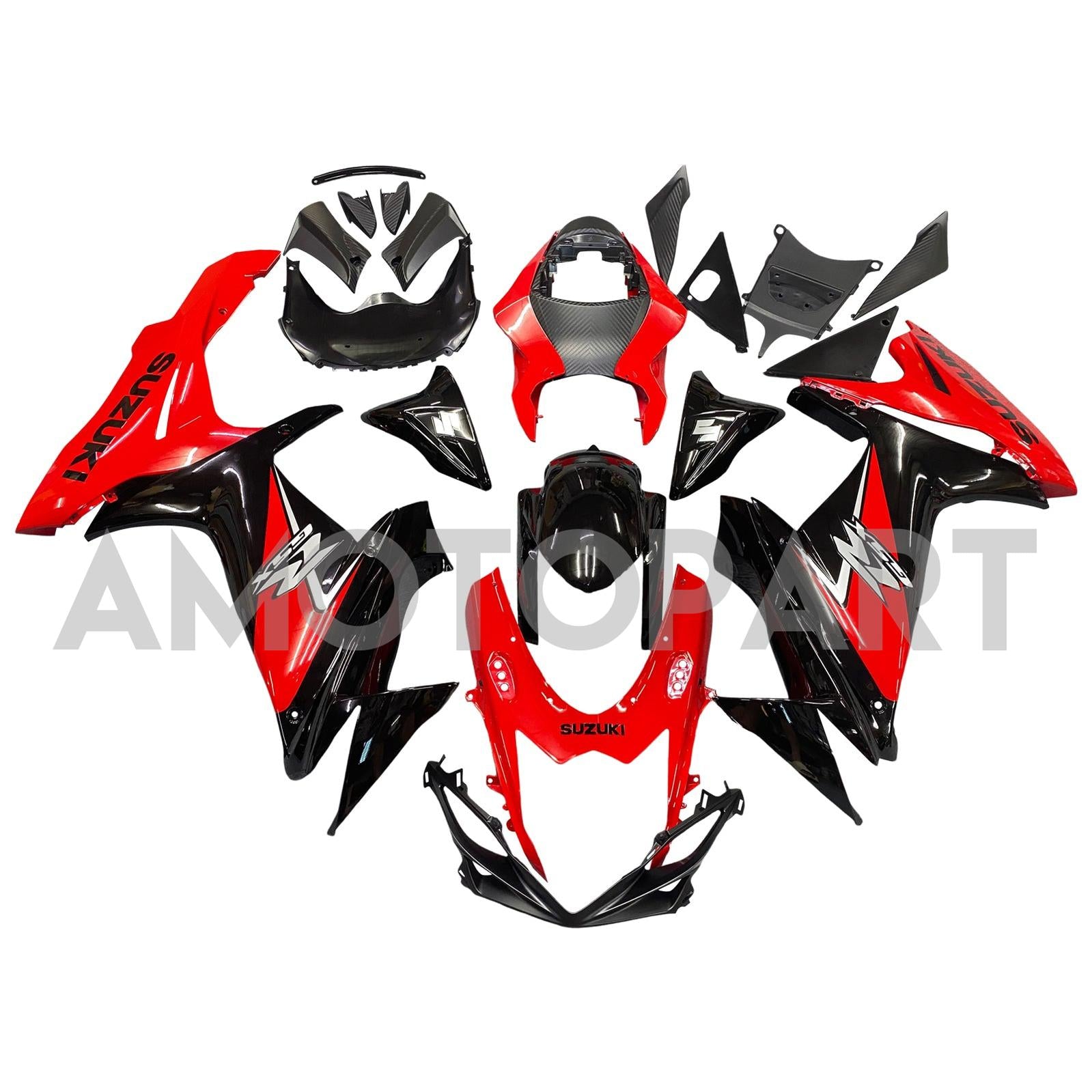 Amotopart 2011-2025 Suzuki GSXR 600/750 Fairing Black&Red Kit