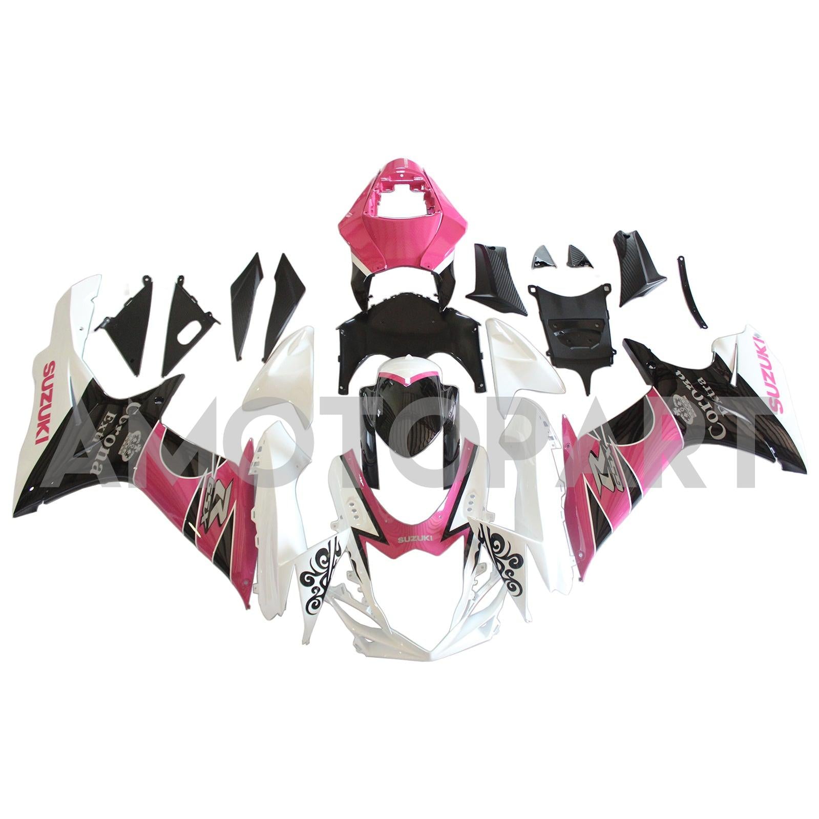 Amotopart Suzuki 2011-2025 GSXR 600/750 Black Pink White Fairing Kit