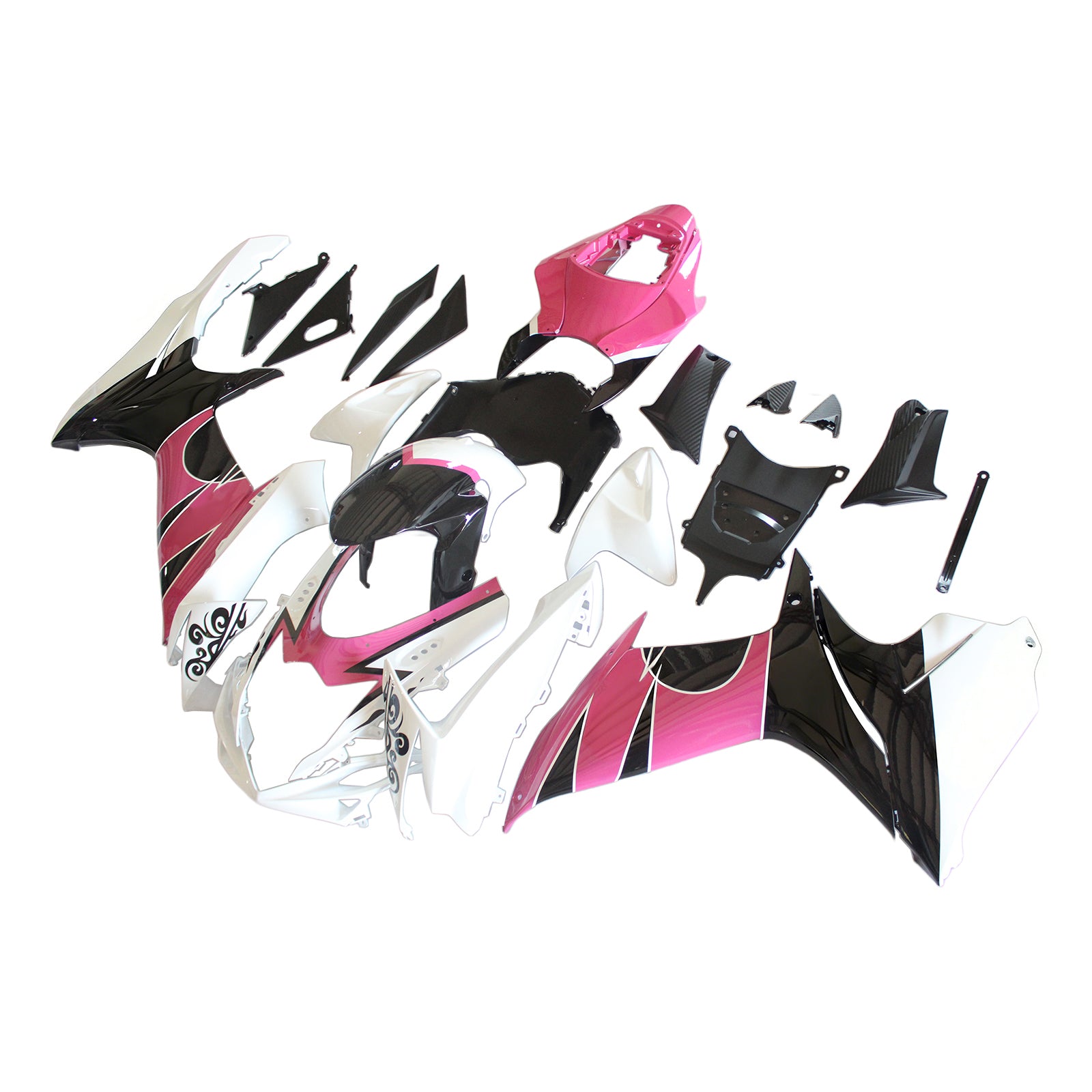 Amotopart Verkleidungsset für Suzuki 2011–2025 GSXR 600/750, Schwarz, Rosa, Weiß