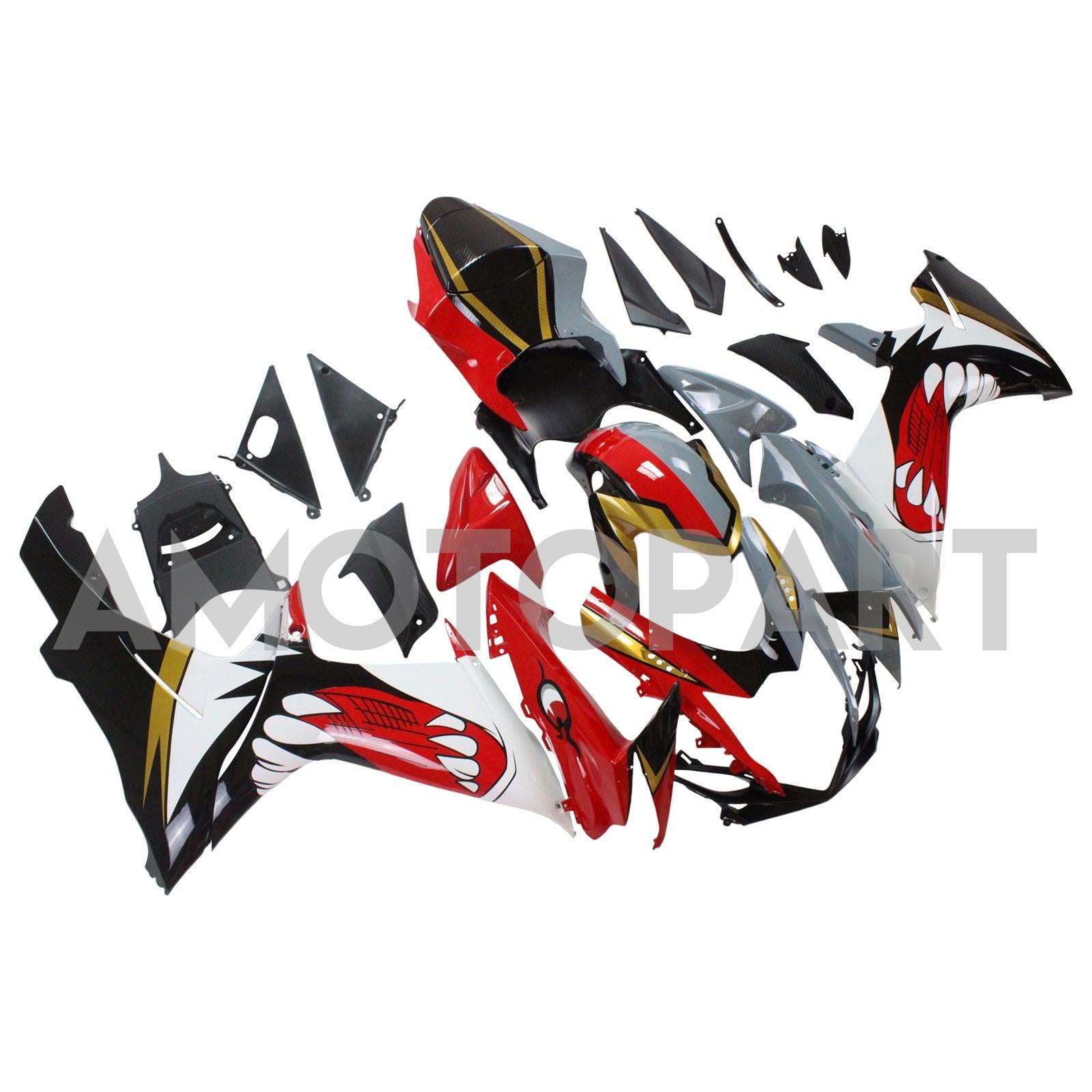 Amotopart Suzuki 2011-2025 GSXR 600/750 Red Gray Shark Fairing Kit