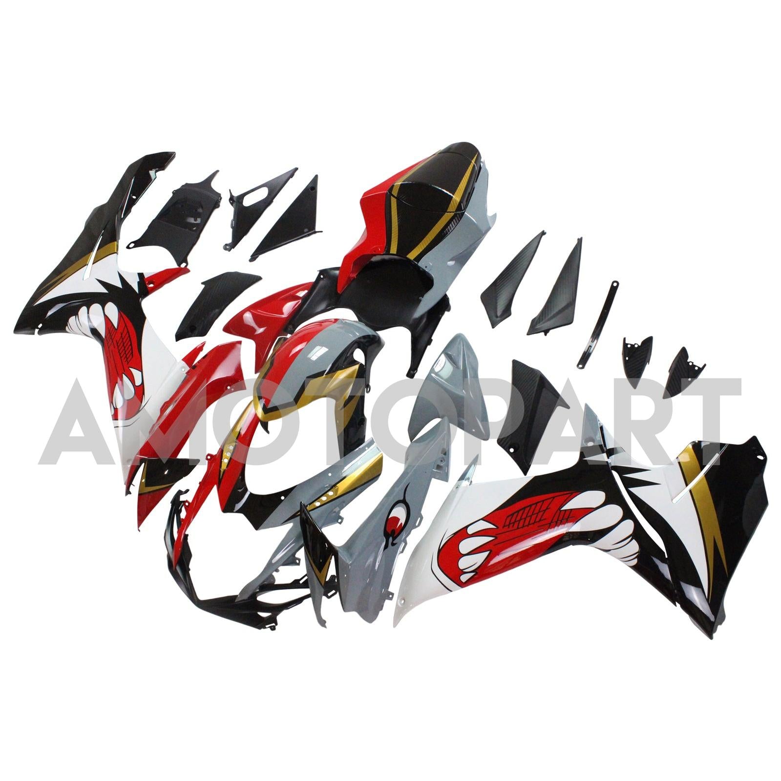 Amotopart Suzuki 2011-2025 GSXR 600/750 Red Gray Shark Fairing Kit