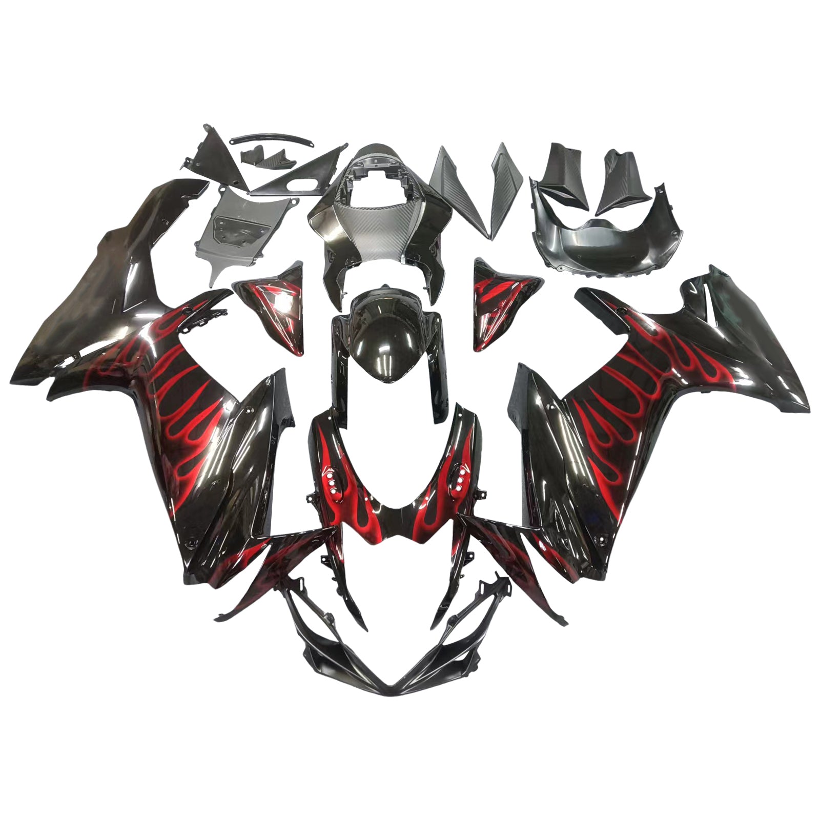 Amotopart Suzuki 2011-2024 GSXR 600/750 Kit de carenado negro rojo