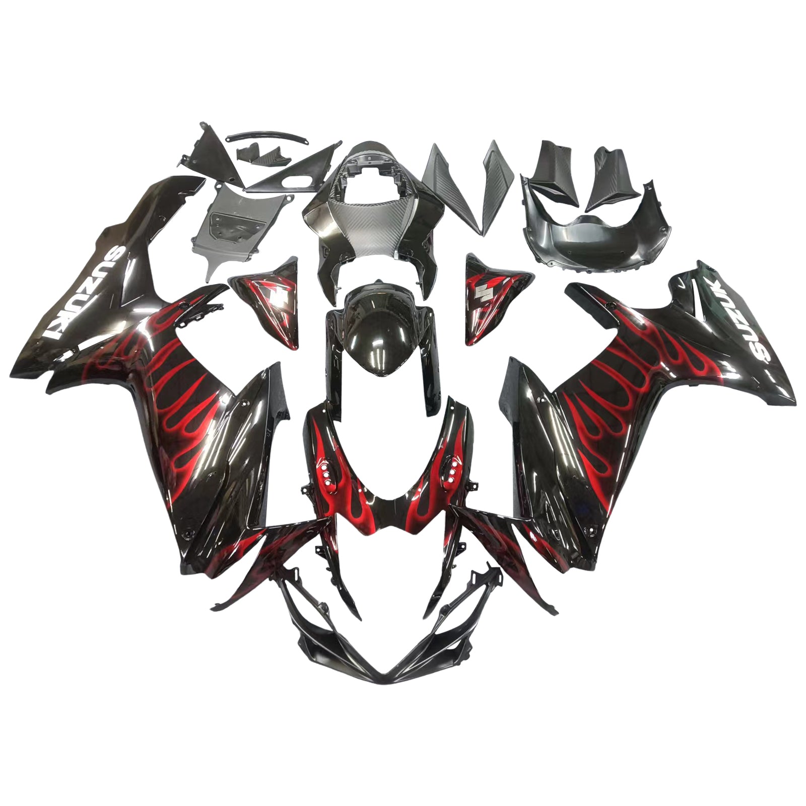 Amotopart Suzuki 2011–2025 GSXR 600/750 Schwarz-Rot-Verkleidungsset