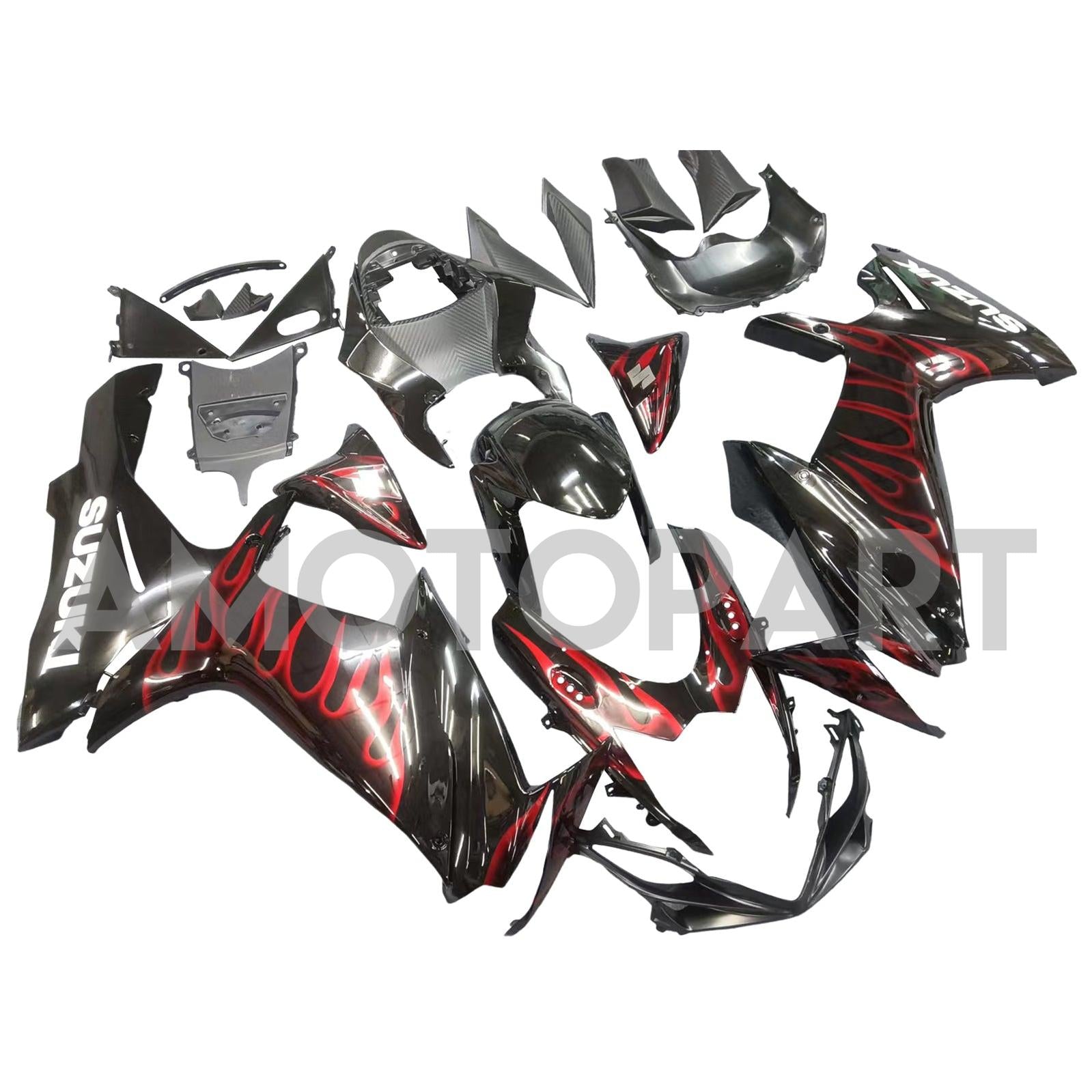 Amotopart Suzuki 2011-2025 GSXR 600/750 Black Red Fairing Kit