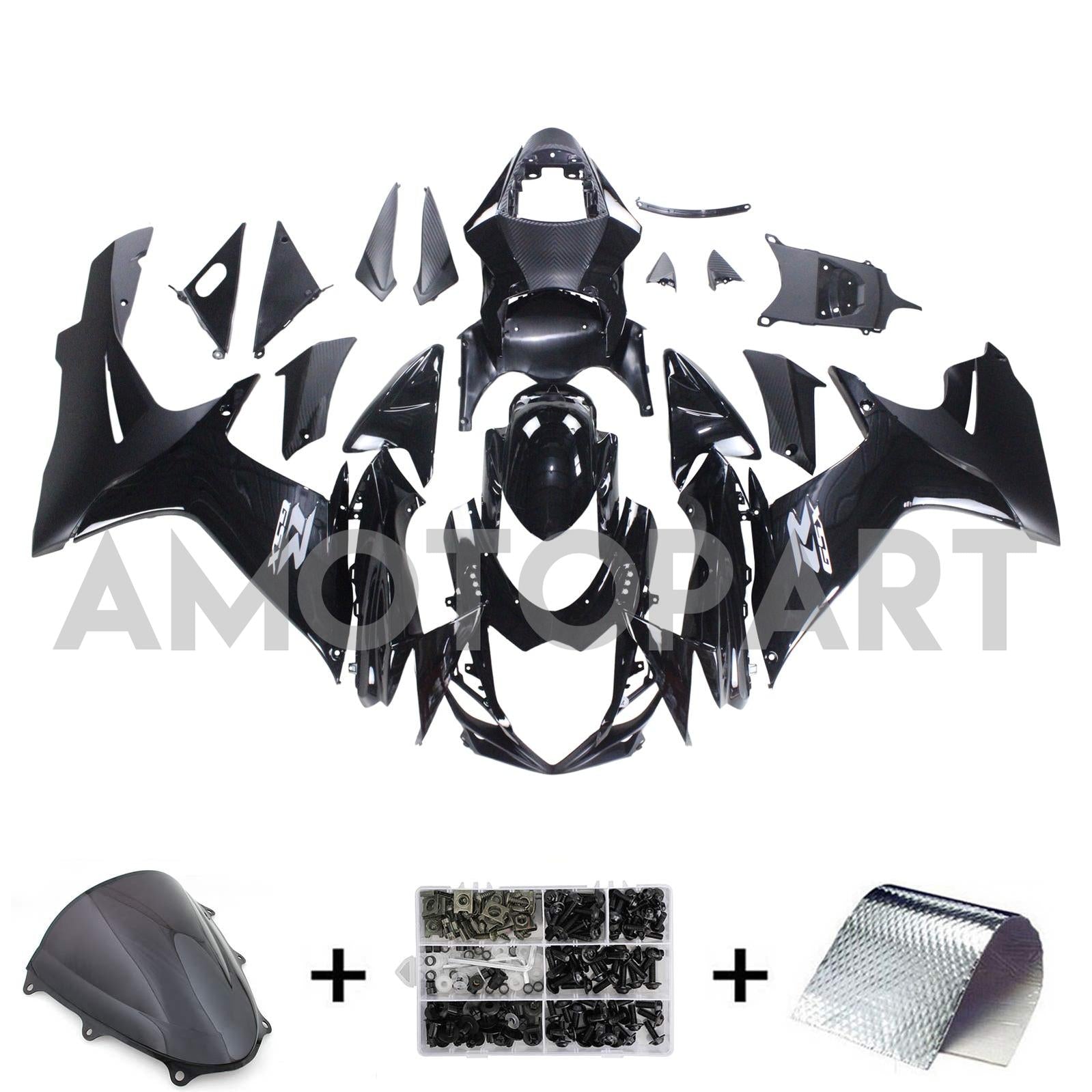 Amotopart Suzuki 2011-2025 GSXR 600/750 Black Fairing Kit
